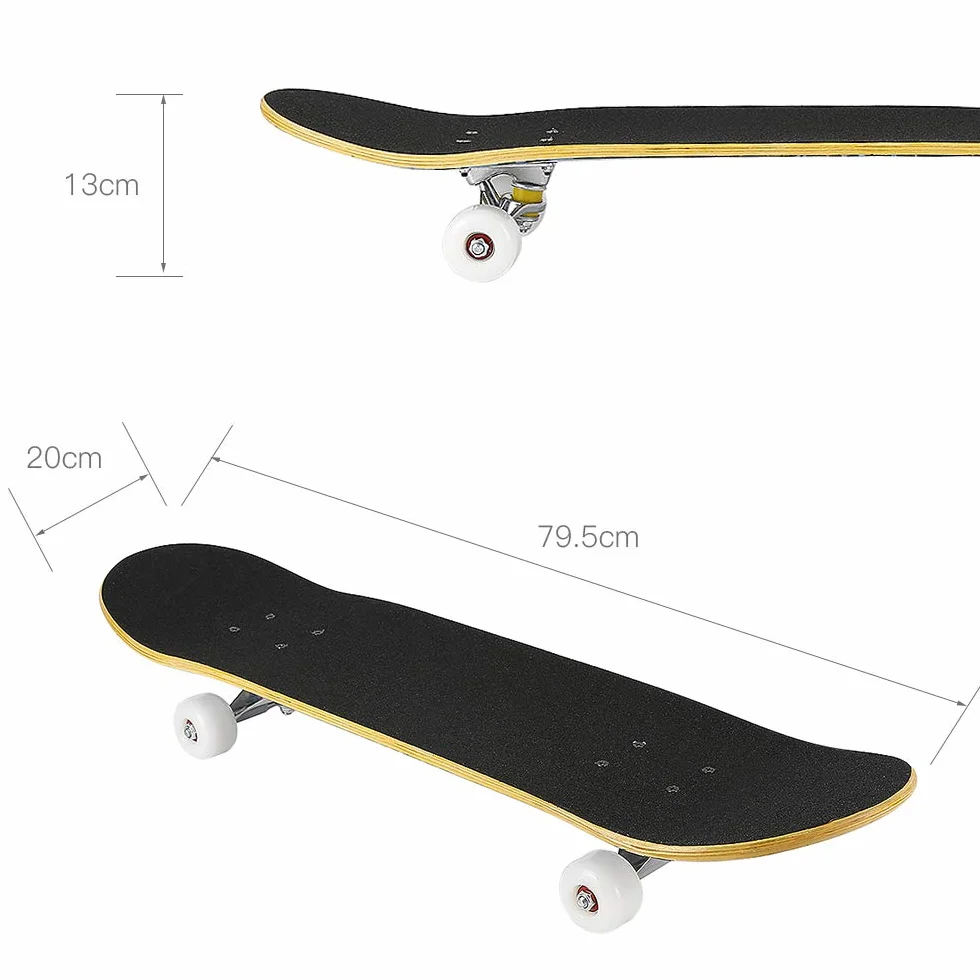 Skateboard Complet Enfants Adolescents Adultes Double Kick Maple Deck Concave Cruiser
