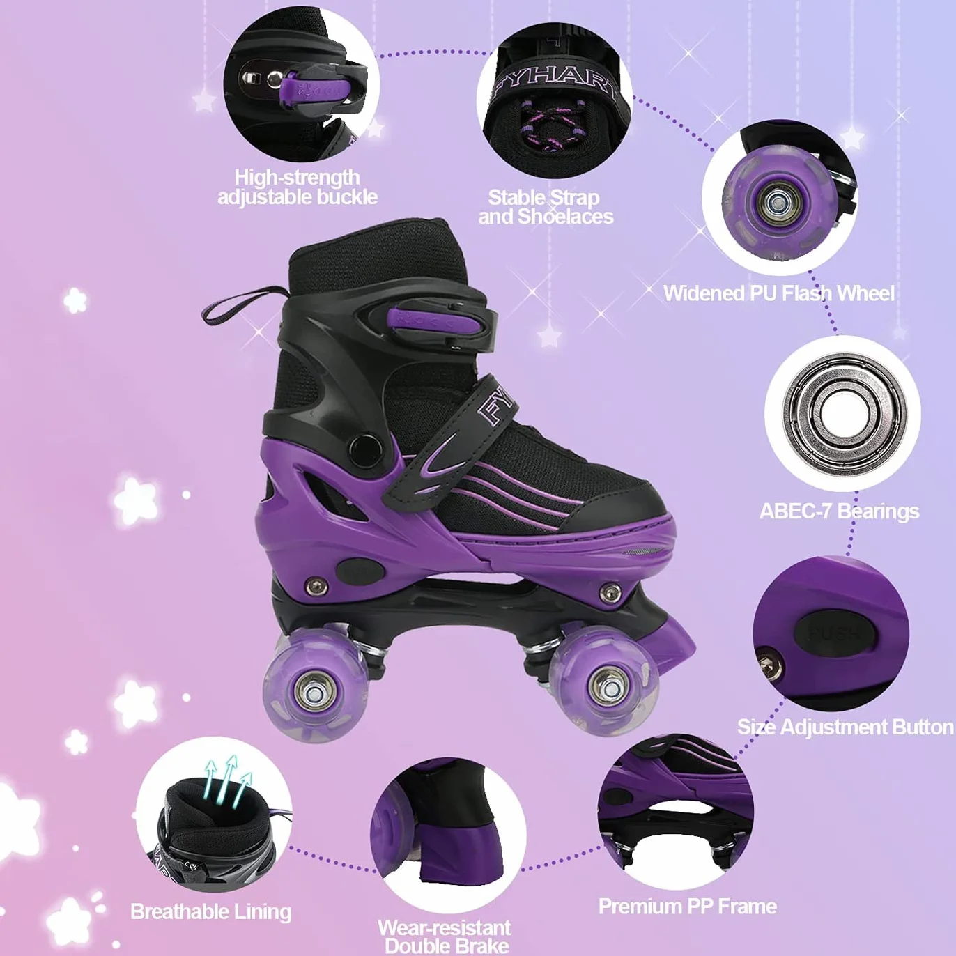 Patins à roulettes pour enfants avec roues lumineuses, réglables en 4 tailles, débutants