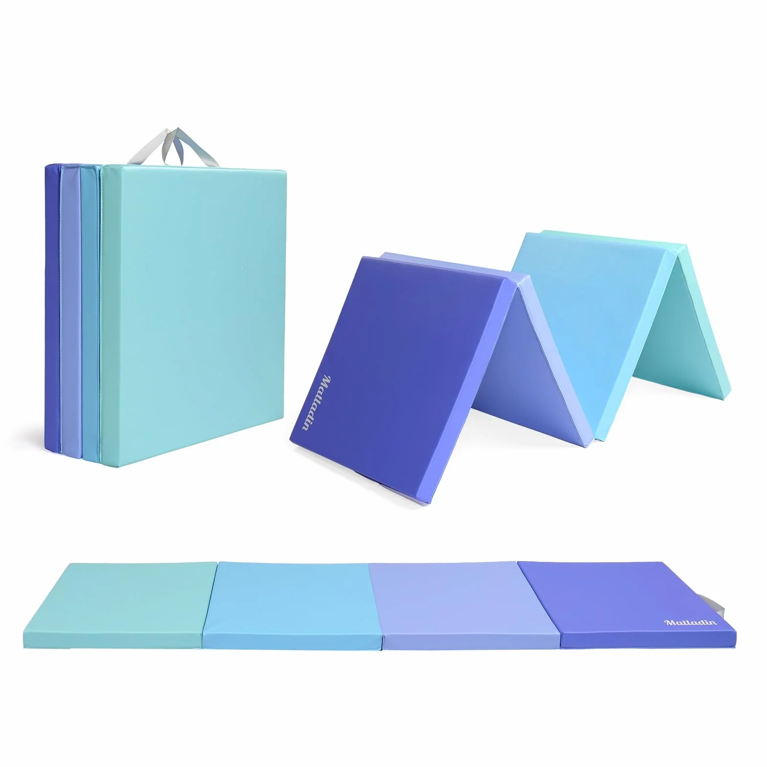 Bonnlo Tapis de Gymnastique Pliable, PU + EPE Épaissi, avec Poignée de Transport