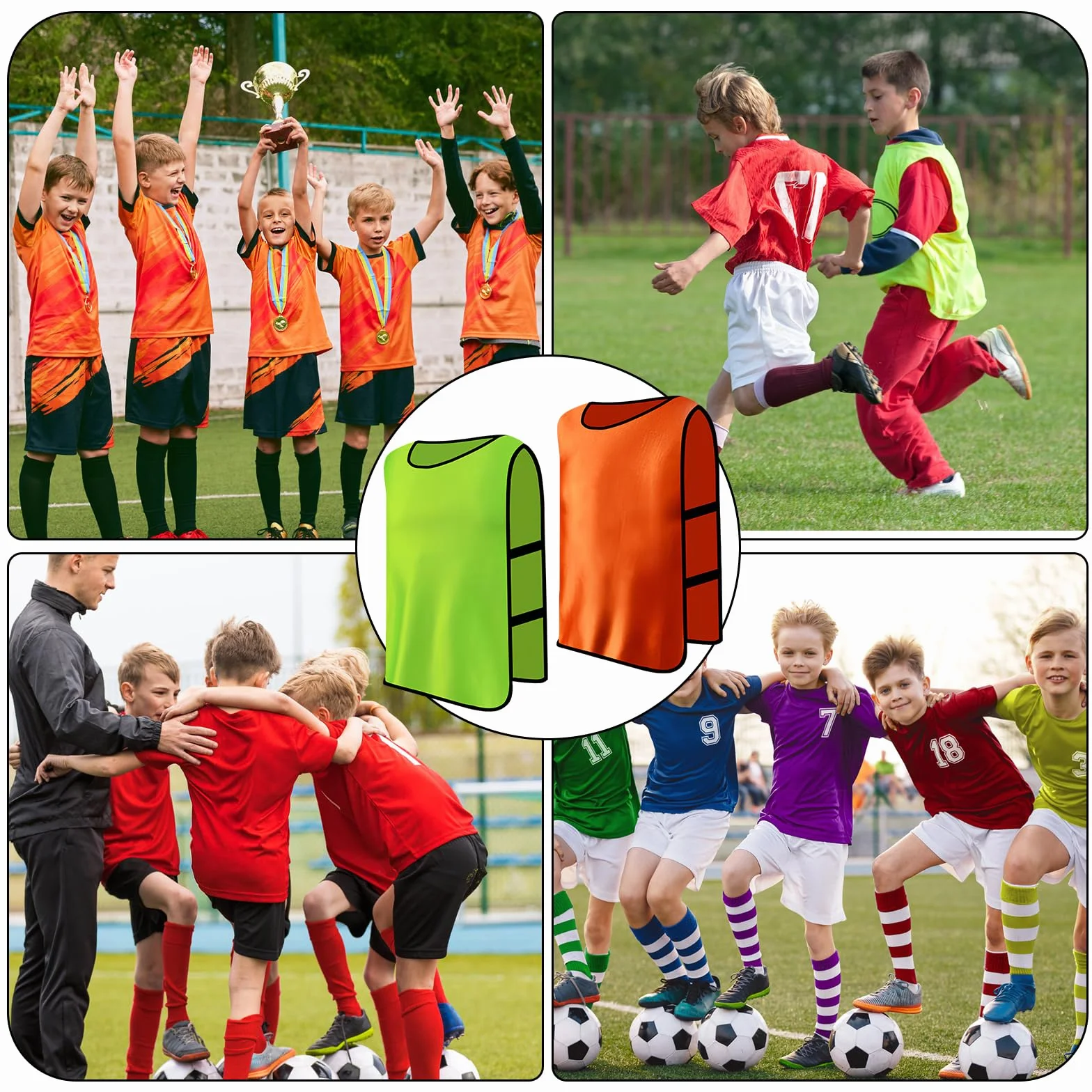 Lot de 6 Chasubles d'Entraînement Sport Enfants Football Gilet Professionnel Pratique Basket Rugby Hockey