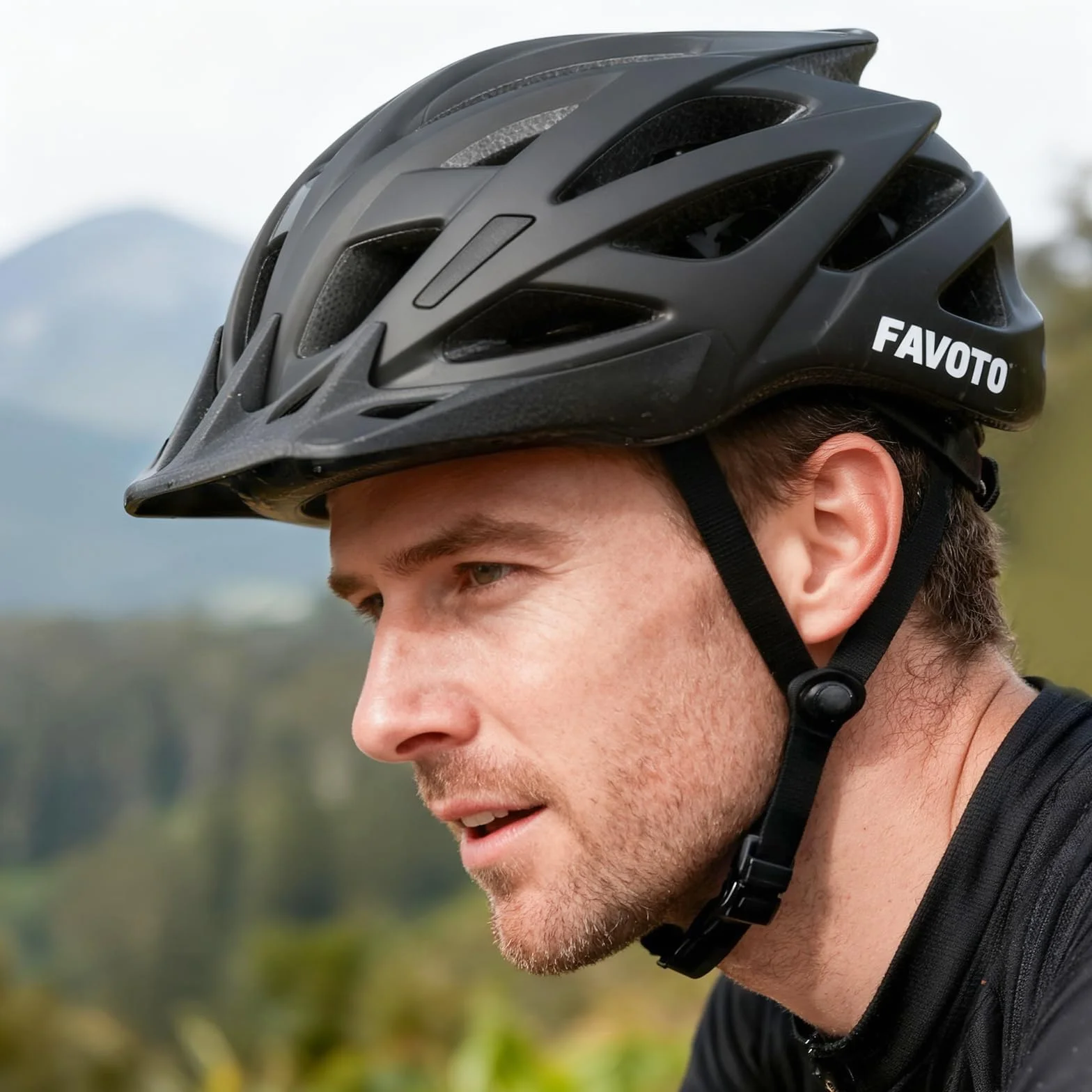 Favoto Casque Vélo Adulte Léger Respirant Homme Femme Route VTT Anti-Choc Taille Réglable L 59-61cm Noir