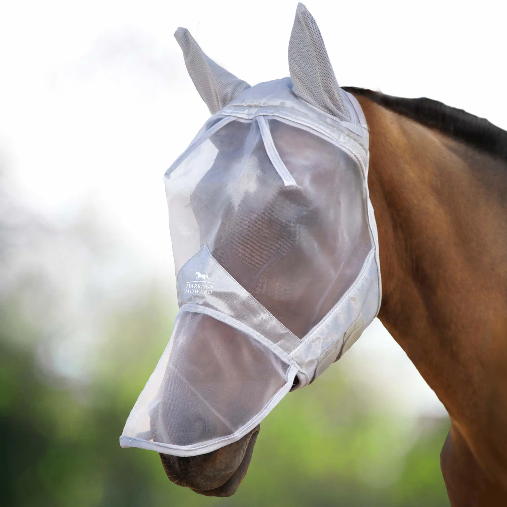 Harrison Howard CareMaster Masque Anti-Mouches Protection Anti-UV Oreilles et Naseaux Argent