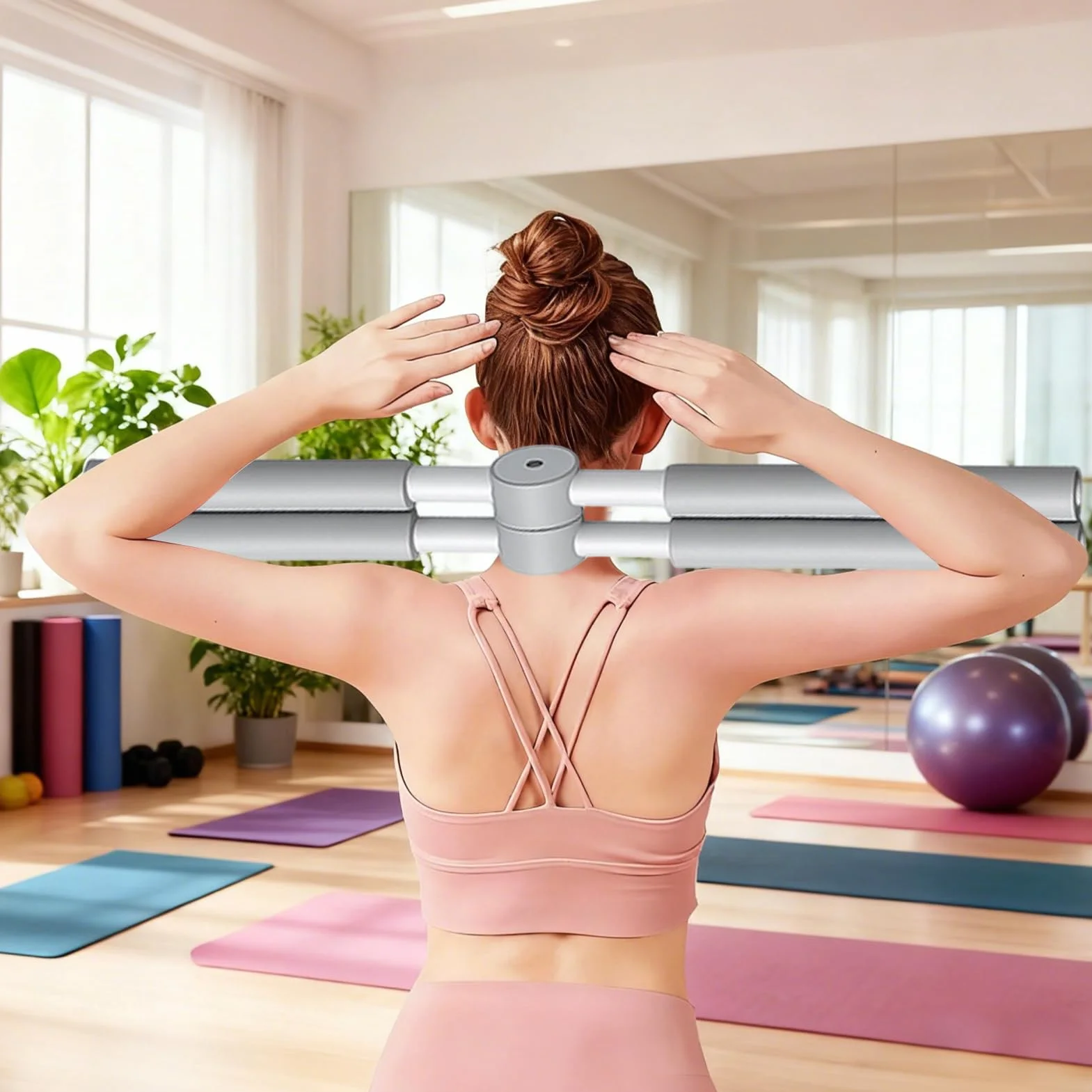 Correcteur De Postures Bâton De Yoga Croisé, Barre Yoga Pour Correction Posturale, Étireur Dorsal Et Redresseur Dos