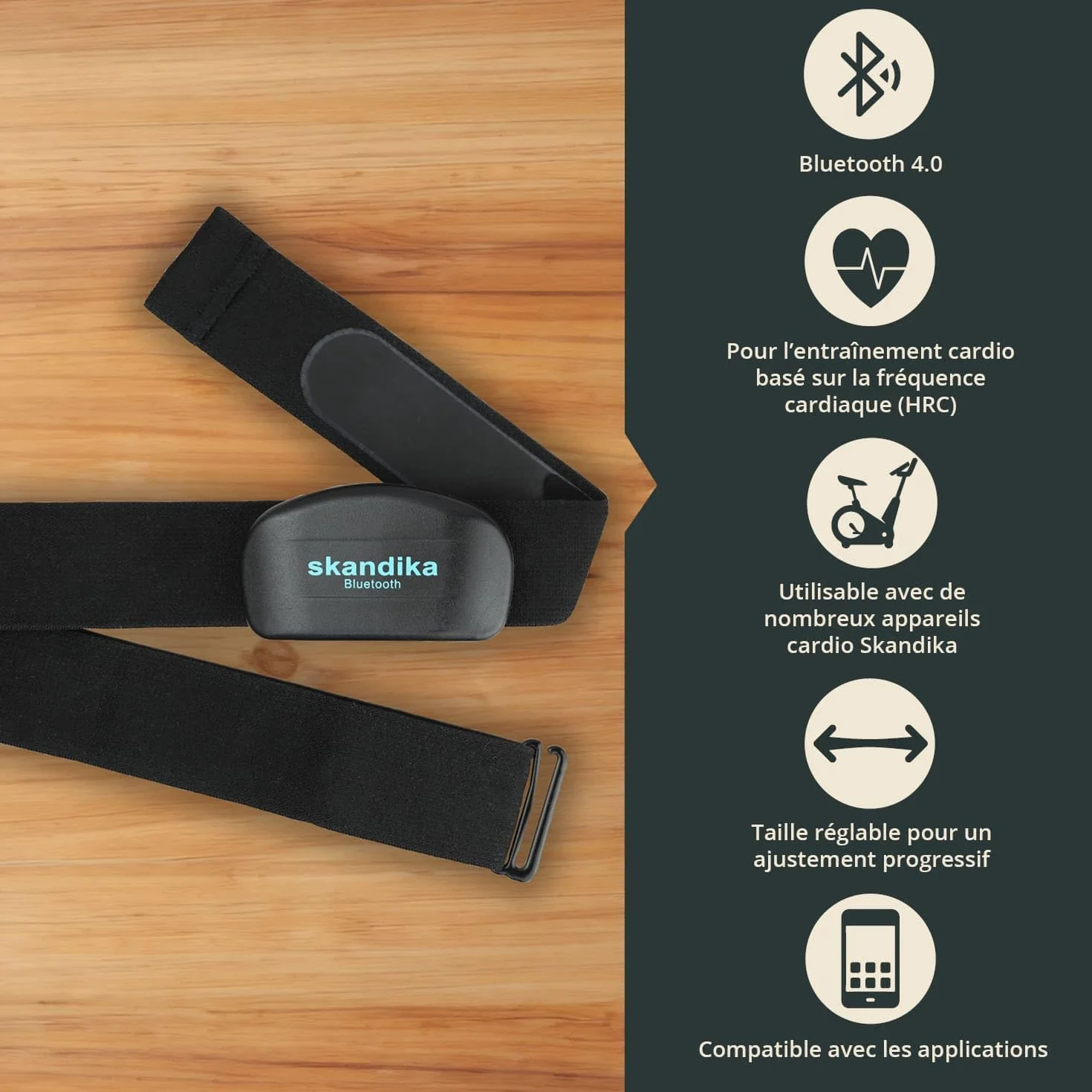 Skandika Sangle Cardiofréquencemètre Bluetooth Pulsomètre pour Sport Fitness