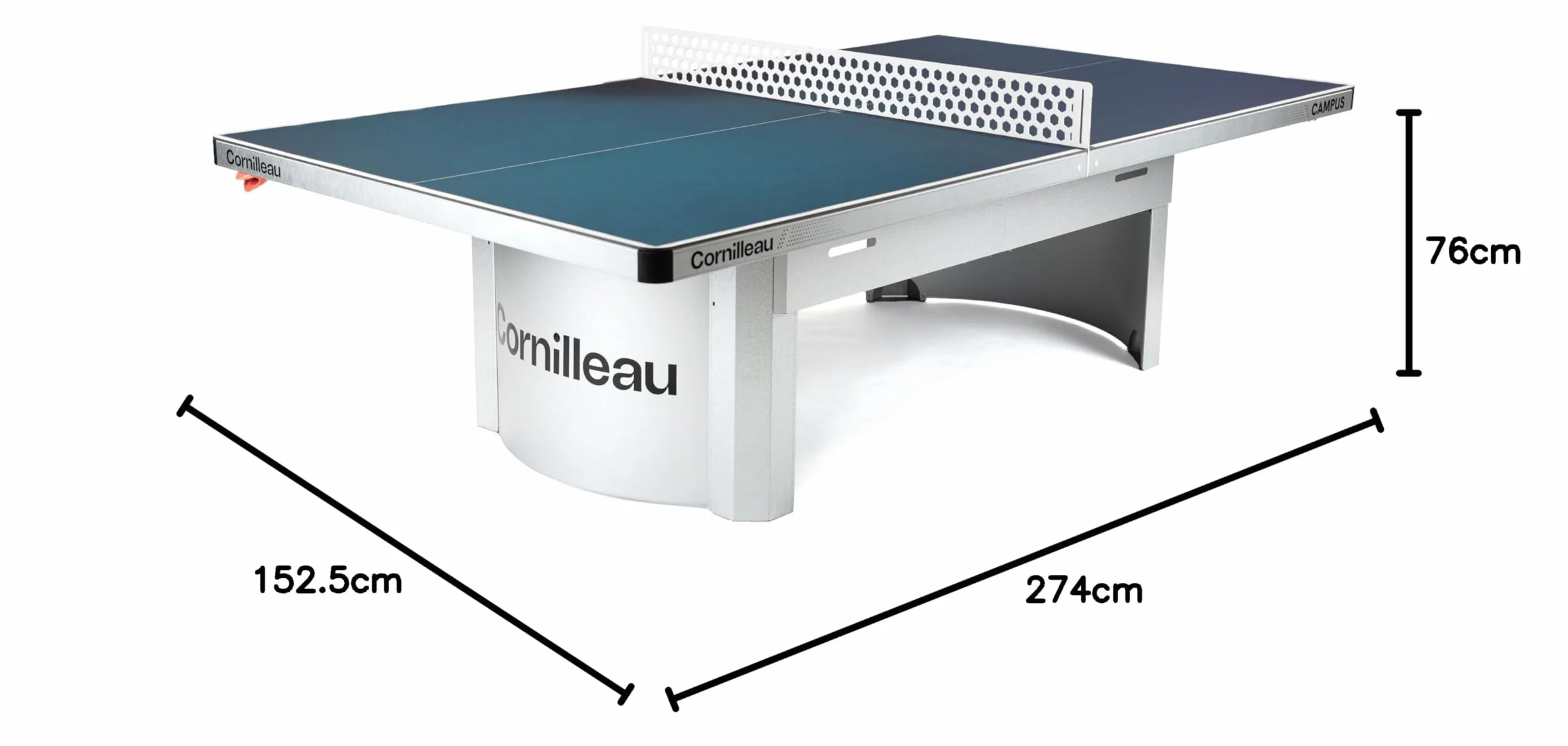 Cornilleau Table de ping-pong d'extérieur 510 Campus Fixe Agrément FFTT Loisir Scolaire Bleu