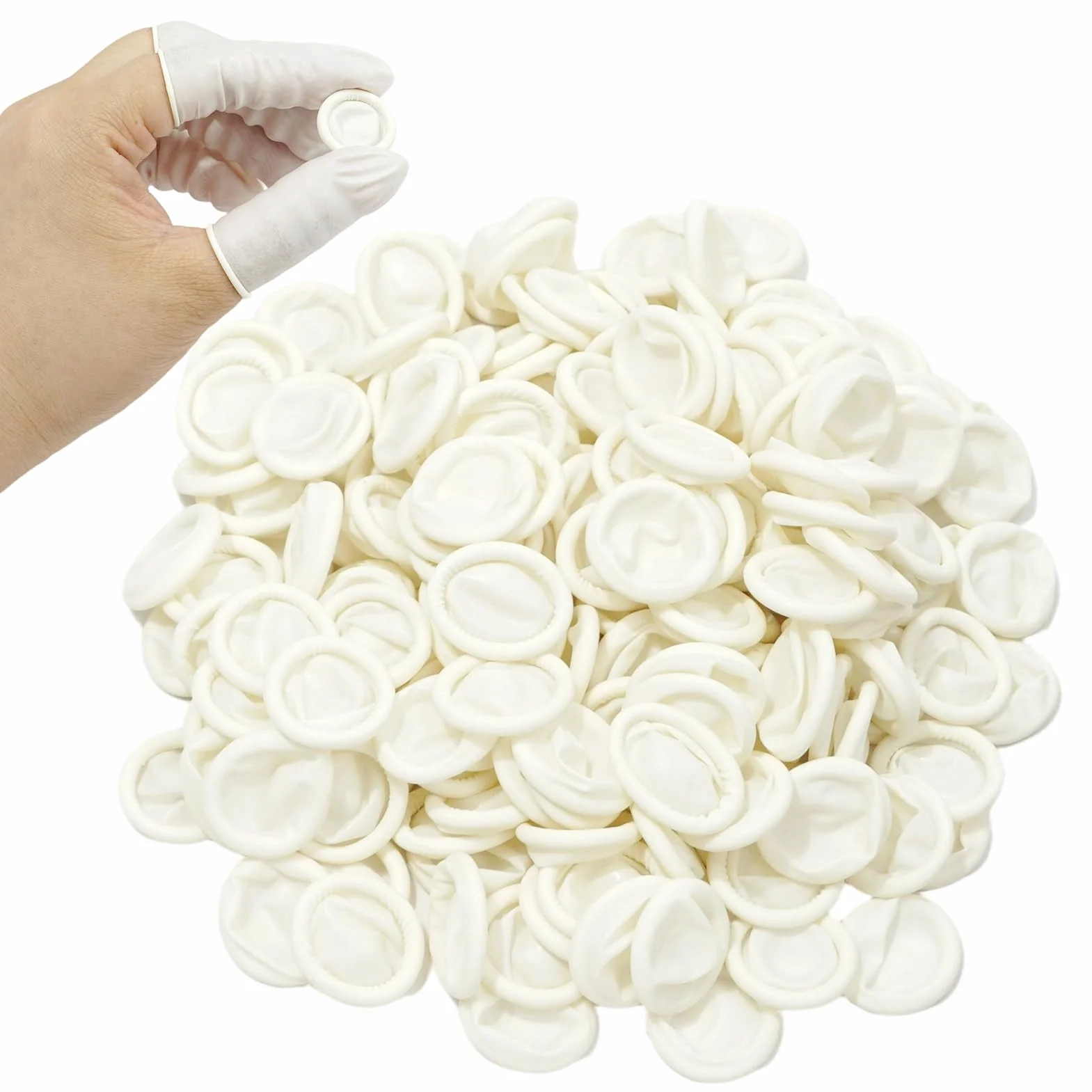Doigtiers en Latex 200 Pcs, Doigtier Latex pour Protection des Doigts, Imperméables pour Tatouage Nail Art DIY (Blanc)