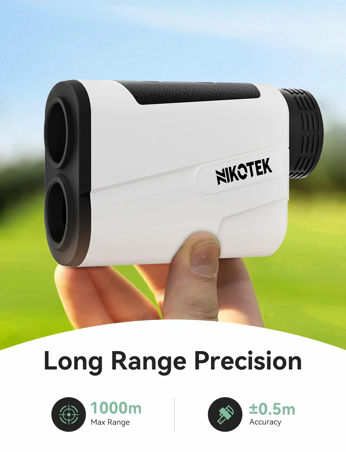 Télémètre de golf NIKOTEK 1000 m rechargeable avec inclinaison et verrouillage de drapeau