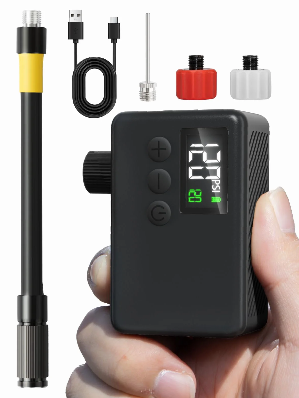 GPUTEK Pompe À Vélo Électrique, Auto-Off Et Lumière LED, pour Valves Presta Et Schrader