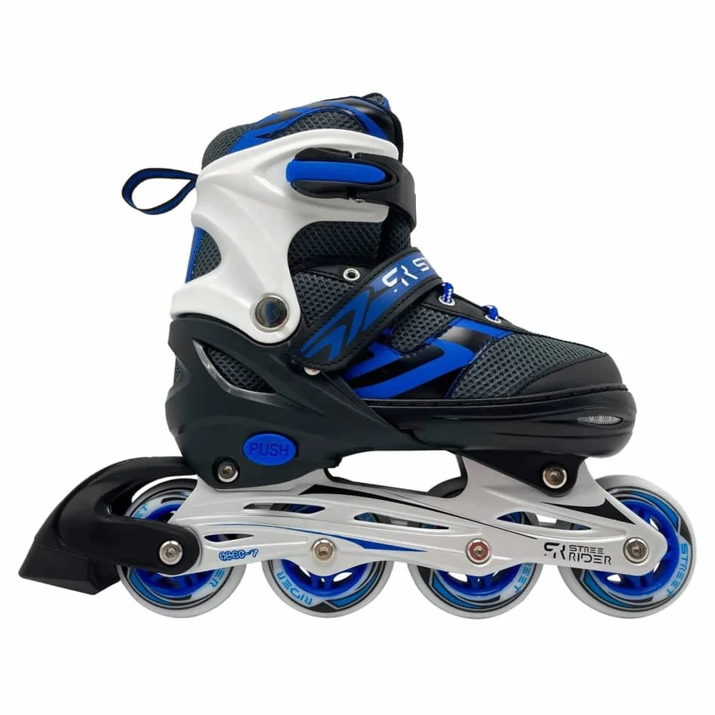 Van Manen Kids Globe Street Rider Rollers en Ligne réglables Bleu/Noir Taille 33-36 Cadre Aluminium Abec7 Rose