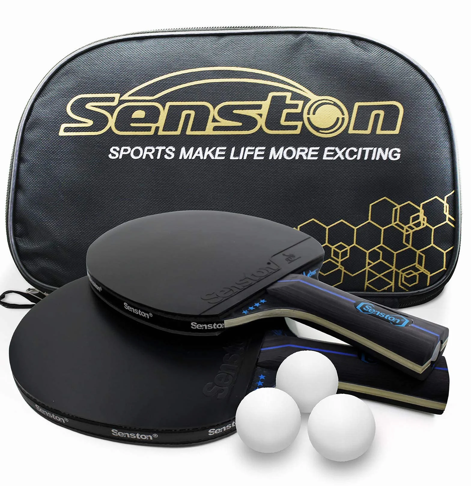 Senston Raquette ping Pong Professionnel, 2 Raquettes de Tennis de Table et 3 balles