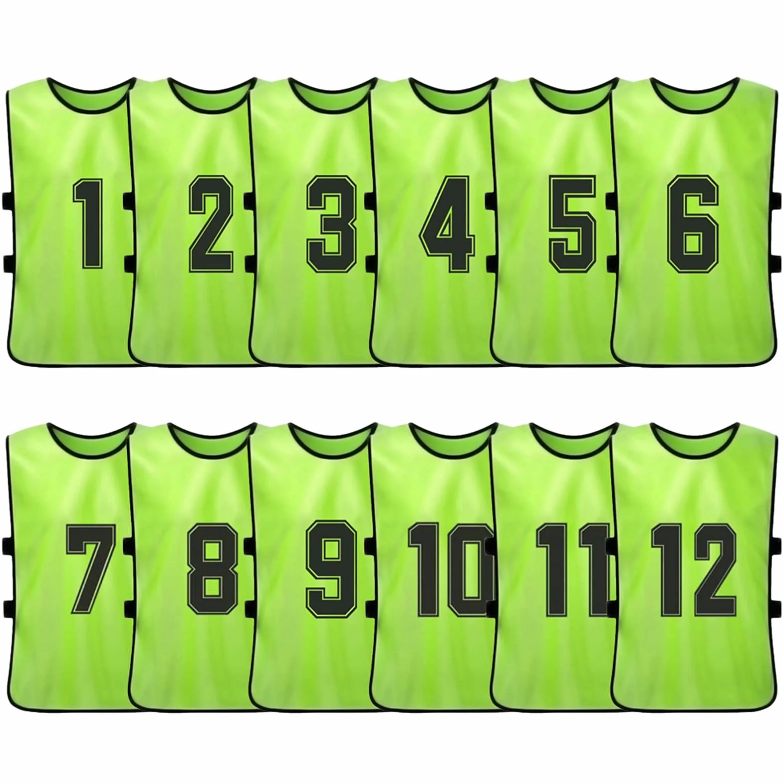12 PCS Adultes Football Pinnies Maillots De L'équipe De Football À Séchage Rapide Dossards Numérotés