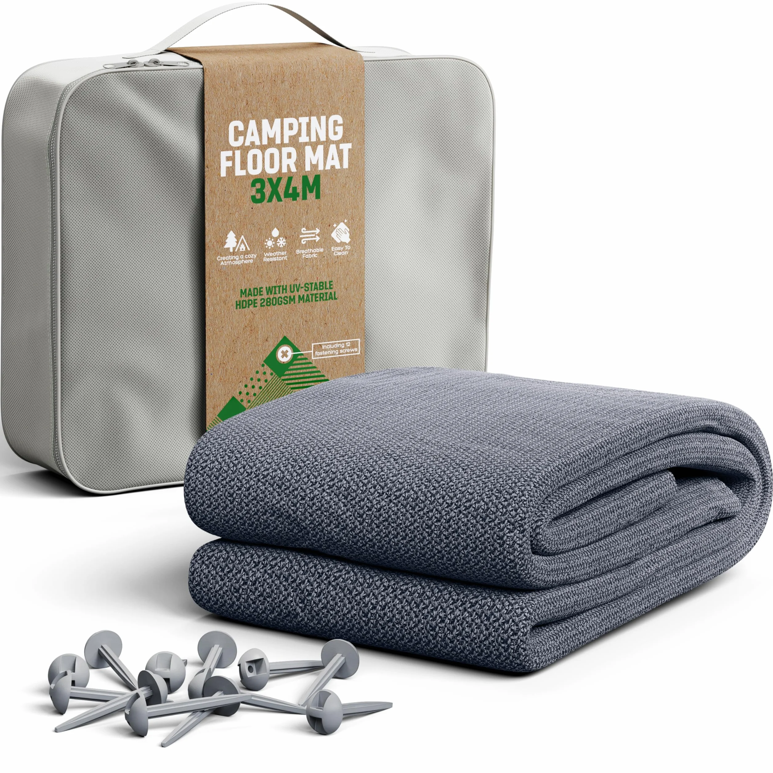 Tapis de Préau Imperméable Extérieur avec Piquets et Sac de Transport