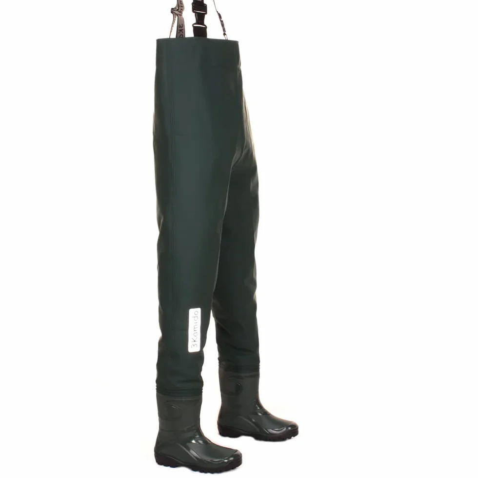 Jeunesse Cuissardes de pêche Waders Junior Noir Vert 36-39 EU Bretelles durables Bottes Poitrine échassiers Semelle Solide Sac Transport