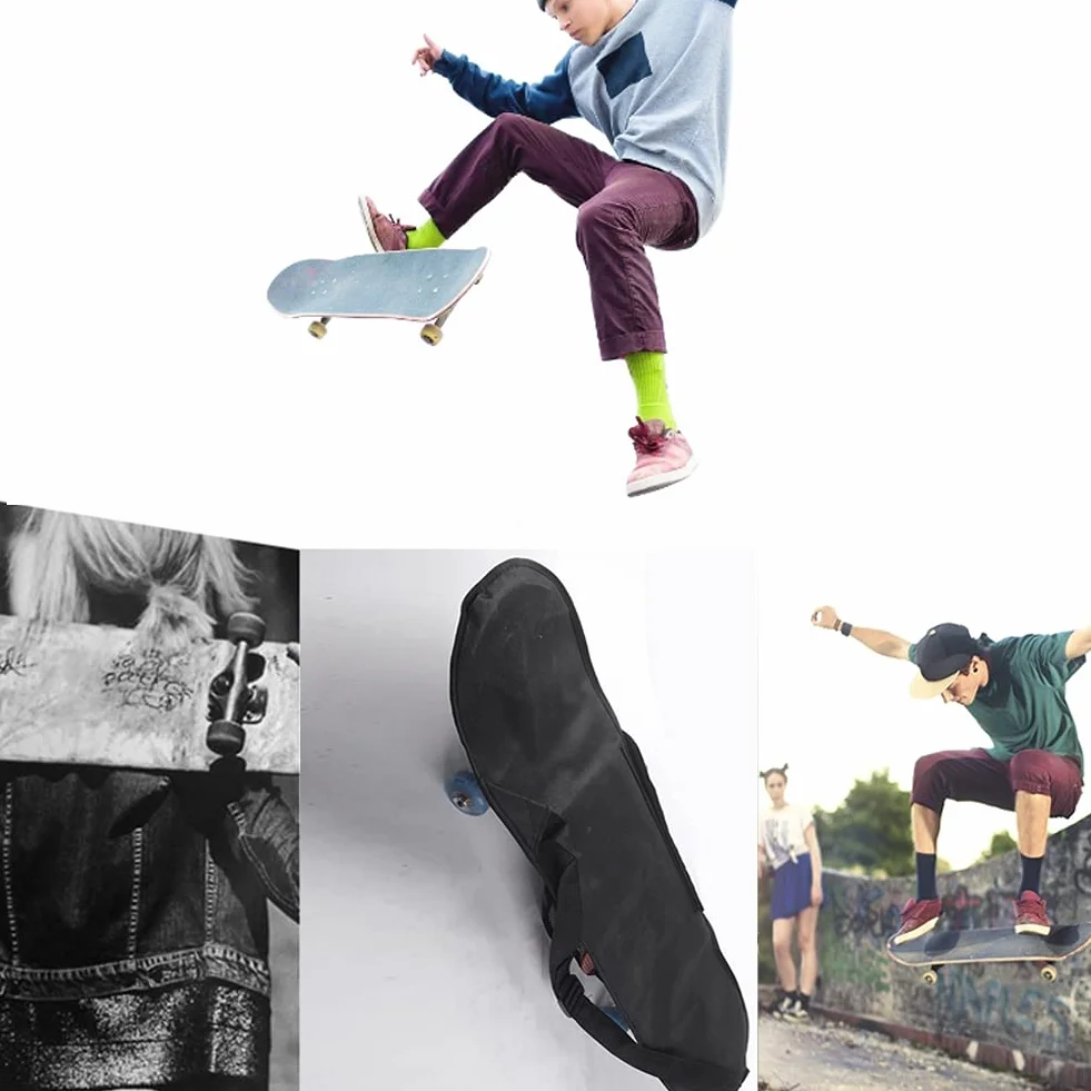 Sac à Dos Imperméable pour Skateboard avec Bretelles Réglables, Noir