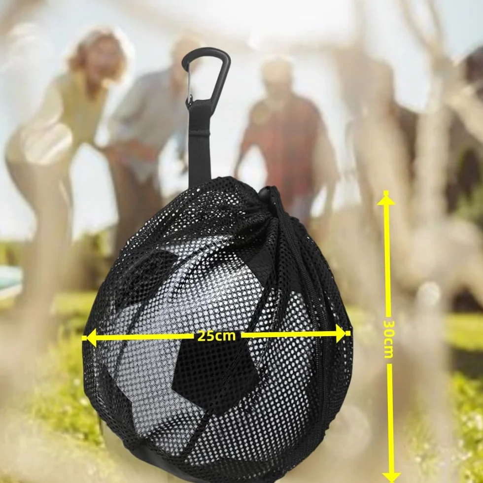 Sac en Maille Filet Grand Capacité pour Basketball Volleyball Football Noire