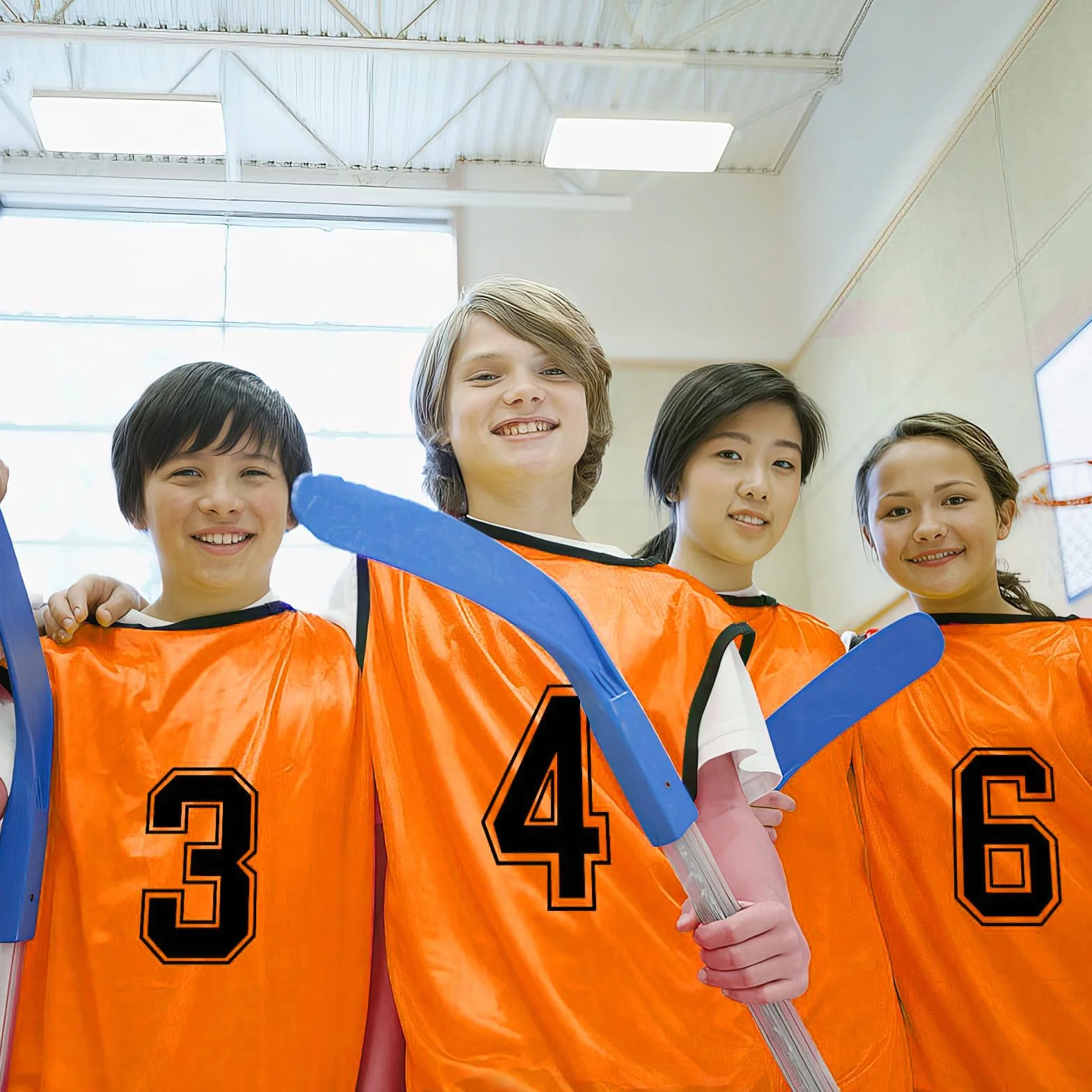 MSYU Lot de 12 gilets de football numérotés à séchage rapide pour adultes et jeunes, Orange/bleu foncé, XL