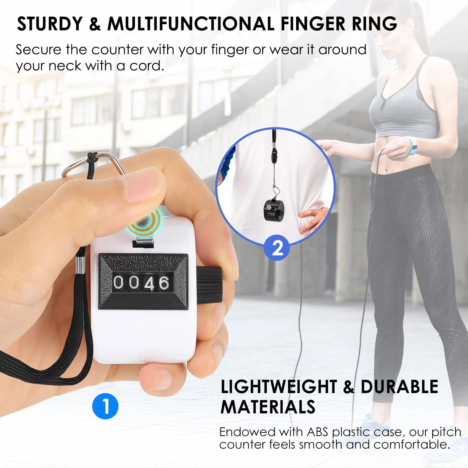 KTRIO Handheld Tally Counter 4-Digit Number Clicker for Coaching Knitting Golf