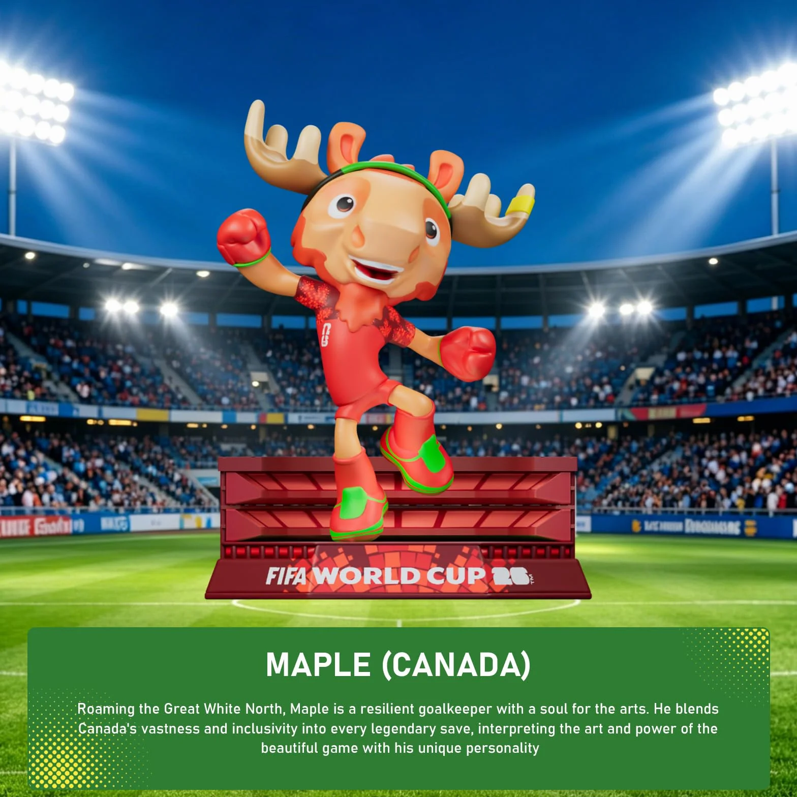 DICEKOO FIFA 2026 Coupe du monde mascotte figurine 7,6 cm érable Zayu collection sous licence officielle