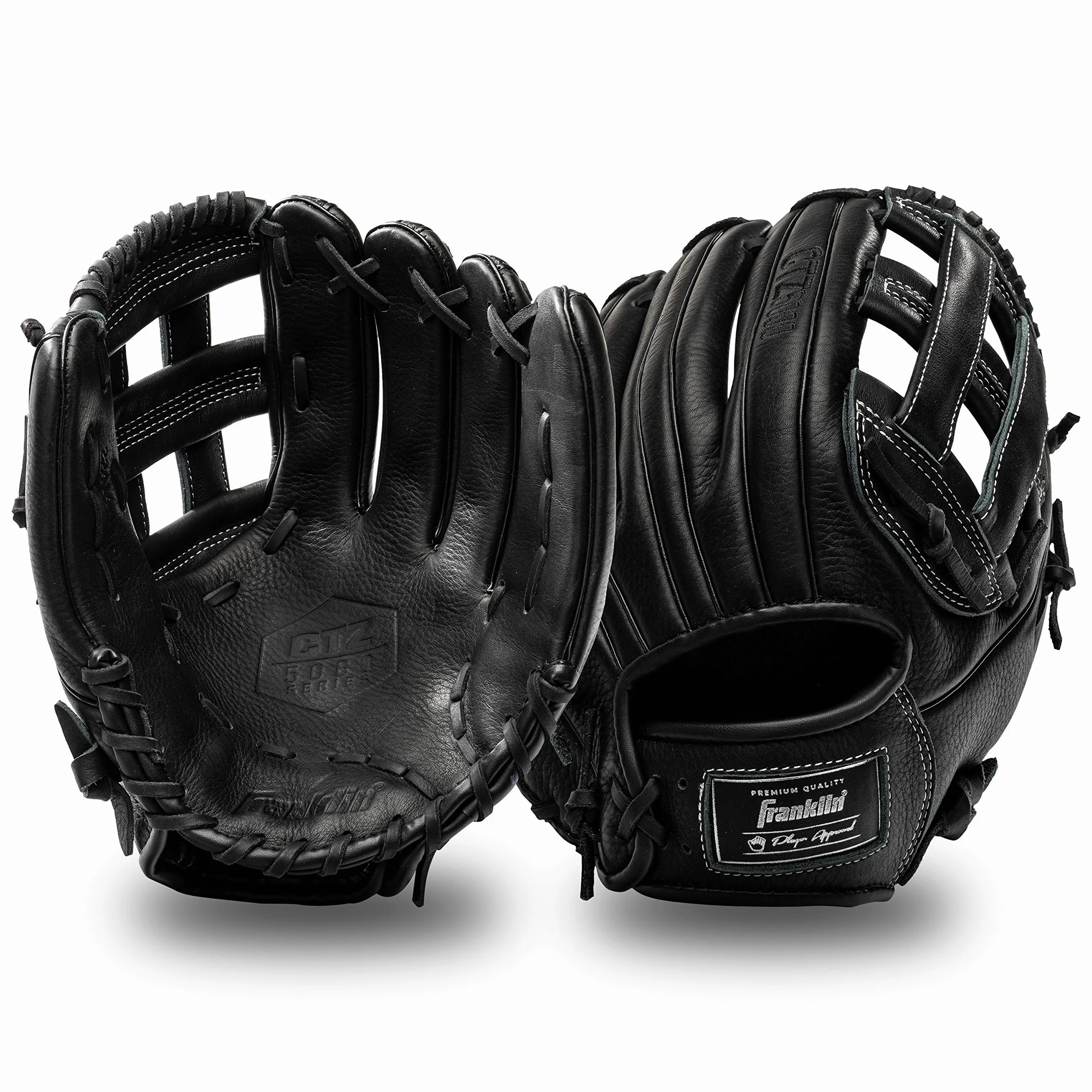 Franklin Sports Gants de Baseball en Cuir de Vache Noir CTZ5000