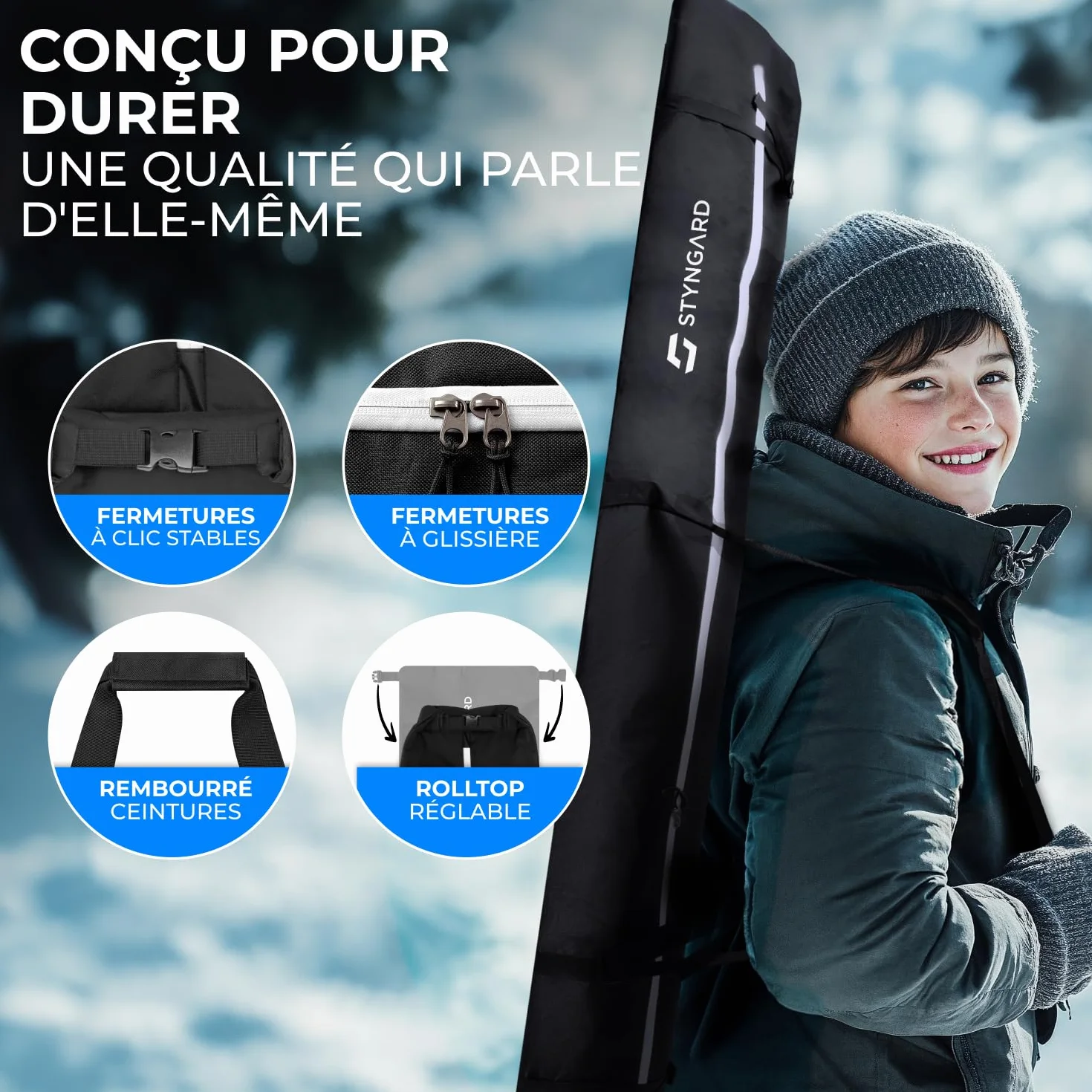 STYNGARD Andermatt Sac de Ski Enfant 160 cm Robuste