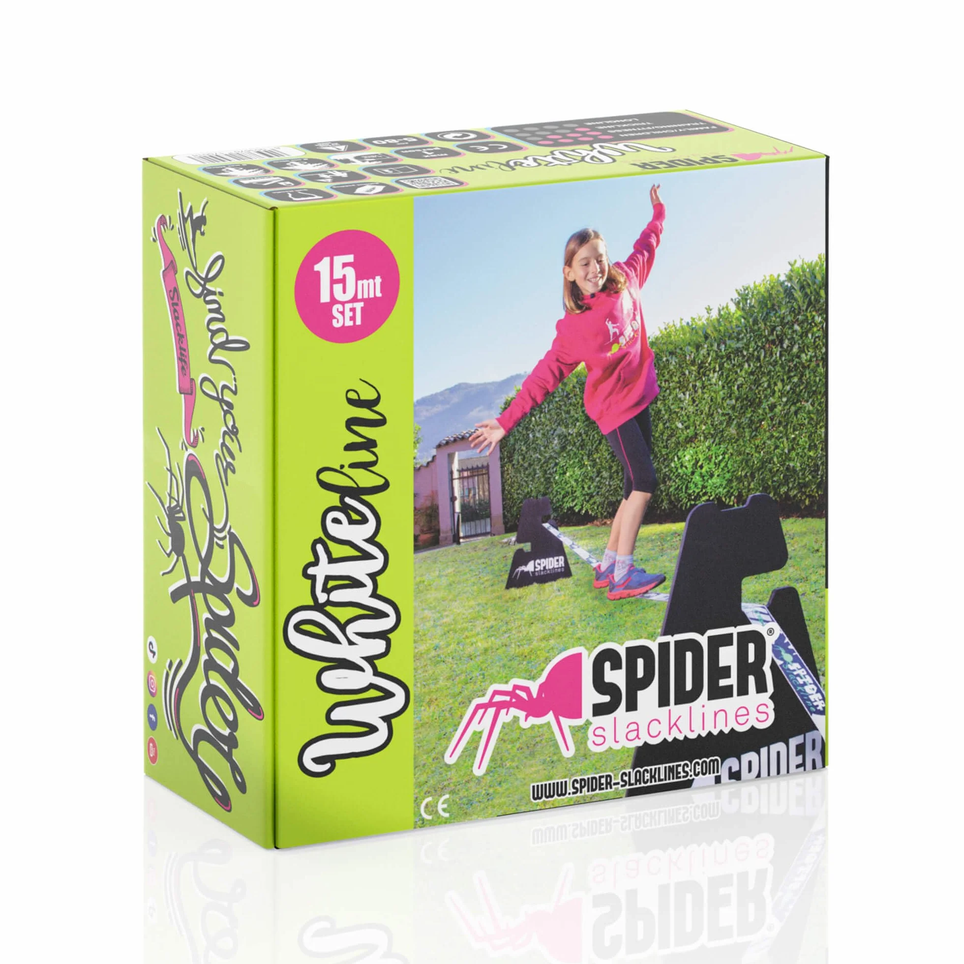 Slackline Kit White Line Tendeur à Poignée Ergonomique Sangle 15 m