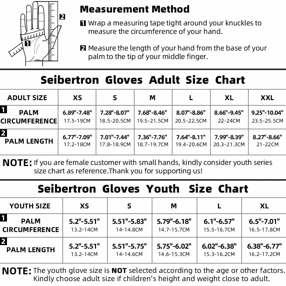 Seibertron S.P.B.G 2.0 Gants de Baseball/Softball Batting Super Grip Protecteur Finger Fit Adulte Junior