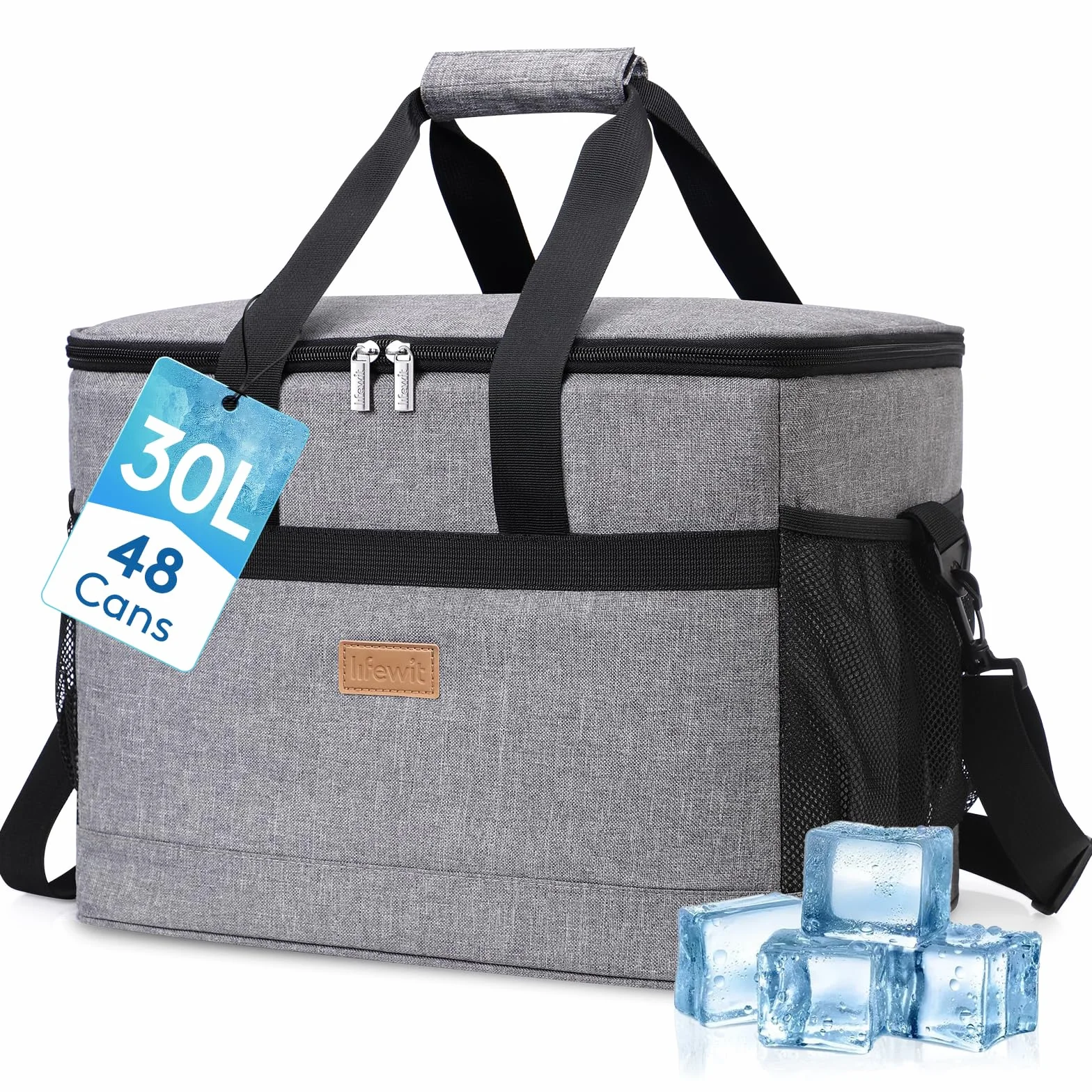 Lifewit Sac Isotherme 30L, Glacière Souple Portable pour Voyage, Pique-Nique, Camping, Gris