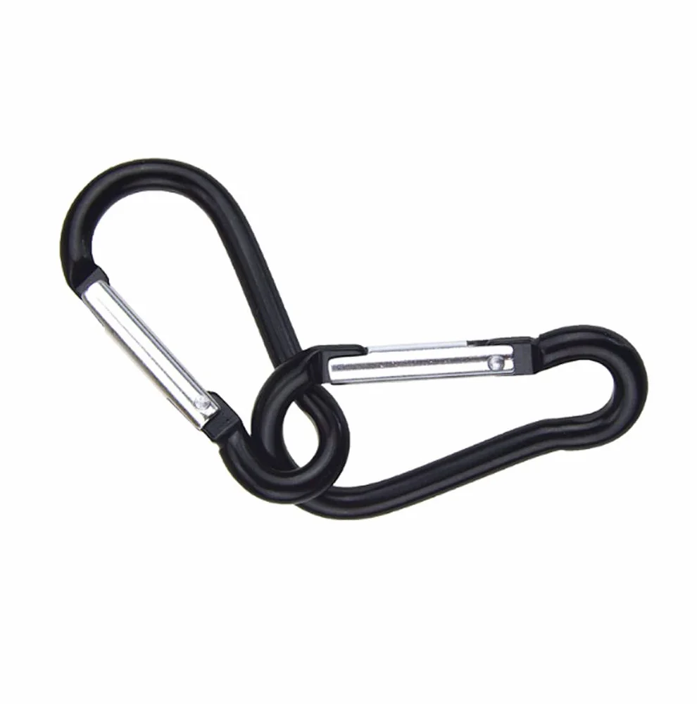 Mini Mousqueton Porte-clés en Alliage d'aluminium Noir 100 Pièces pour Camping Randonnée Pêche