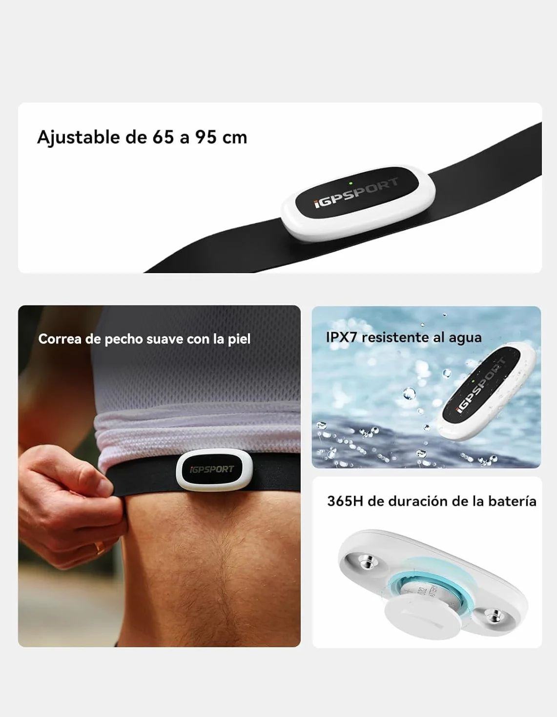 IGPSPORT HR40 Moniteur de Fréquence Cardiaque Bluetooth Ant+ Sangle de Poitrine pour Course à Pied Cyclisme Gym Compatible Garmin Polar Wahoo