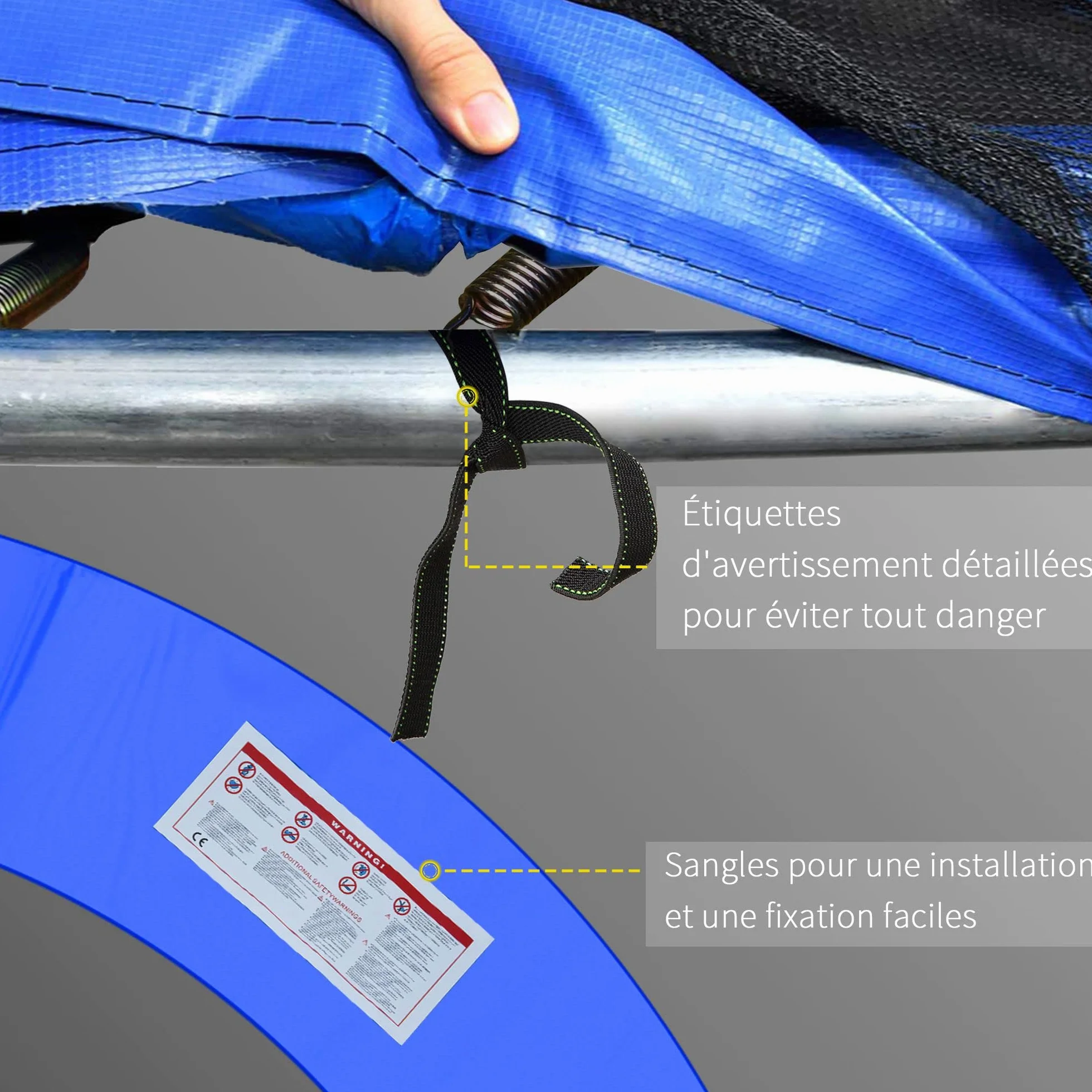 HOMCOM Bâche de Protection pour Trampoline Ø 244 305 366 cm Résistant aux UV Anti-déchirure