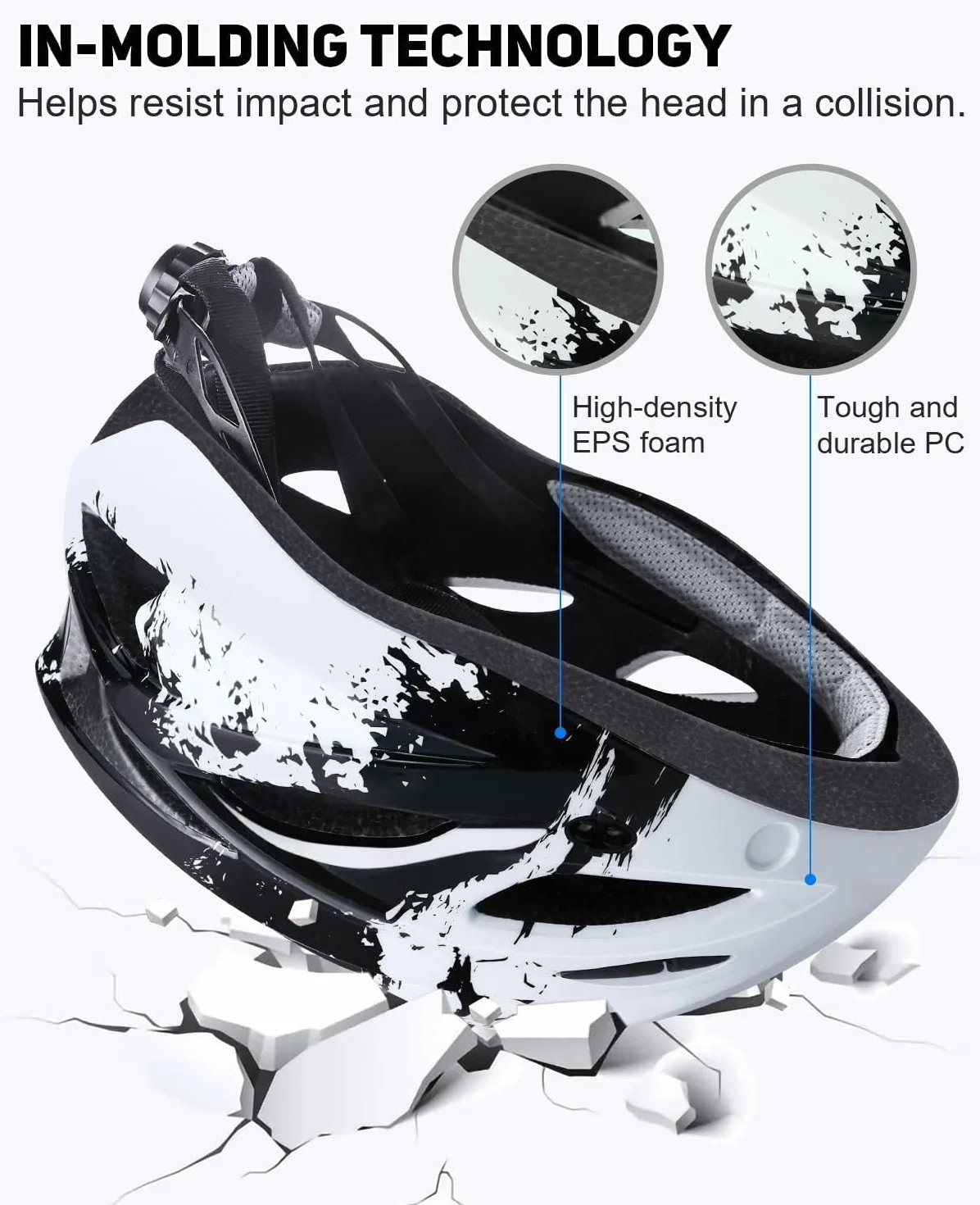 Casque de vélo urbain lumineux adulte visière magnétique amovible 18 canaux ventilation 57-62 cm
