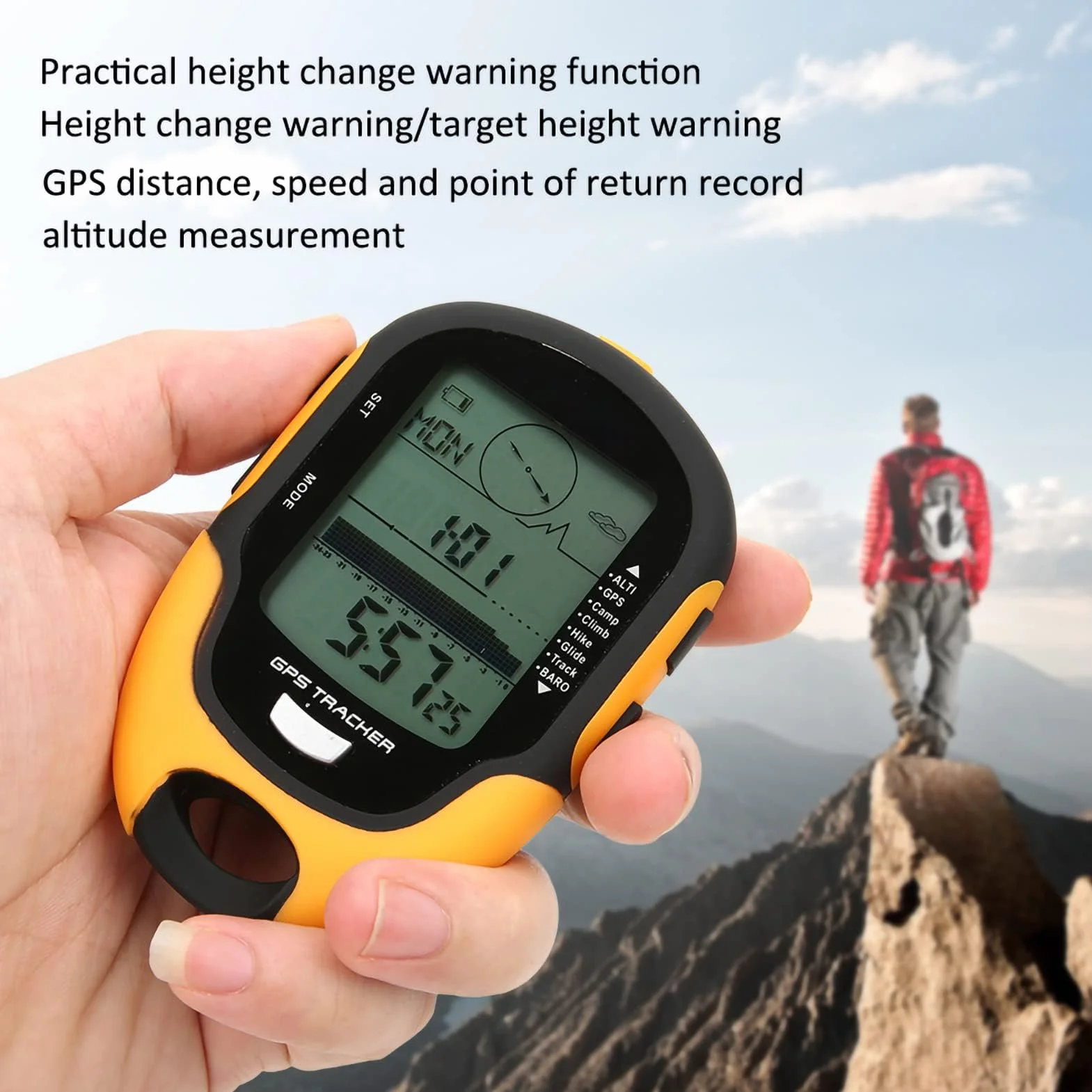 Agatige GPS Navigation Tracker IPX4 Altitude Meter Portable Handheld Digital Baromètre Numérique Rechargeable USB Randonnée Chasse