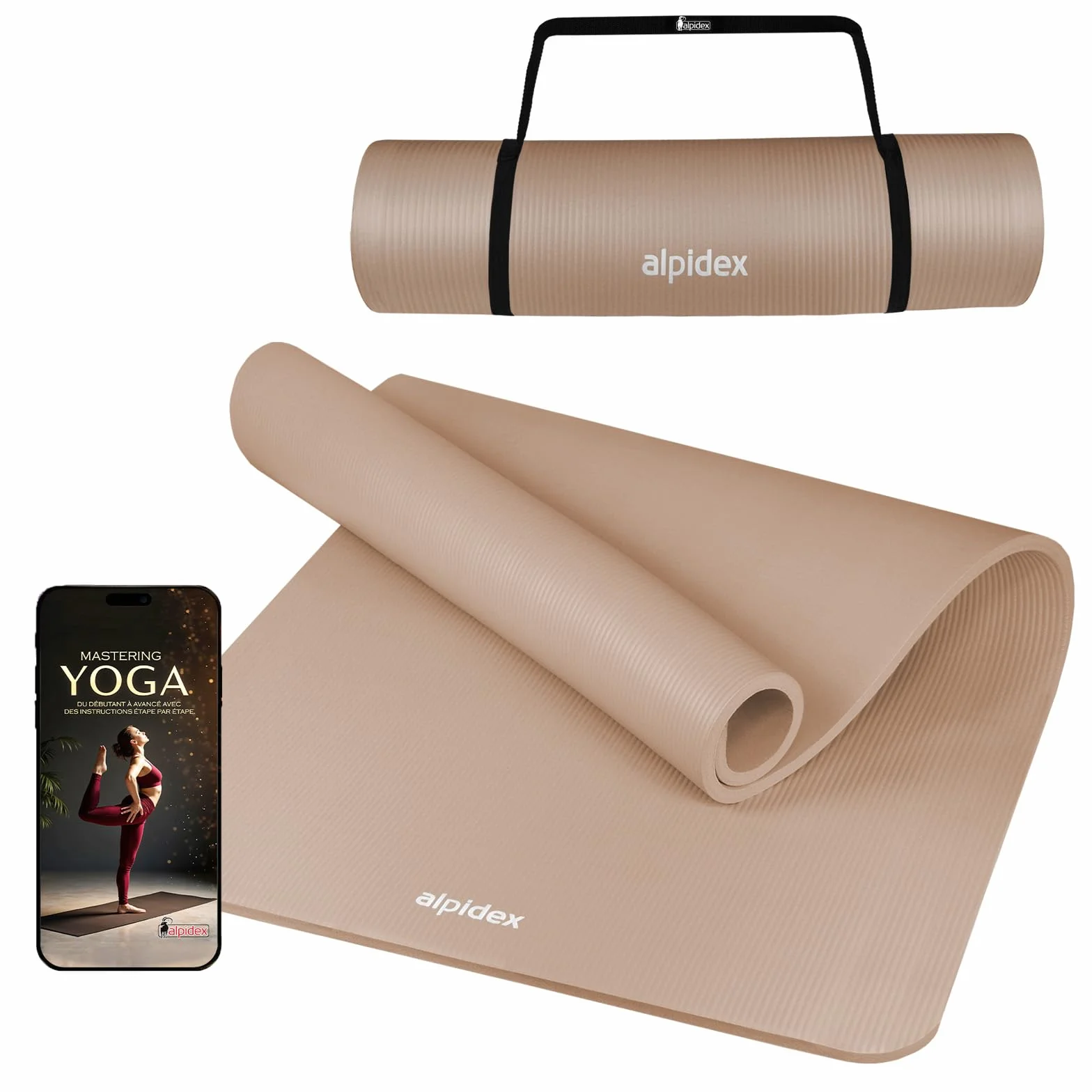 ALPIDEX Tapis de Yoga Épais 1,5 cm 3 Largeurs Antidérapant sans Phtalates Sangle Transport