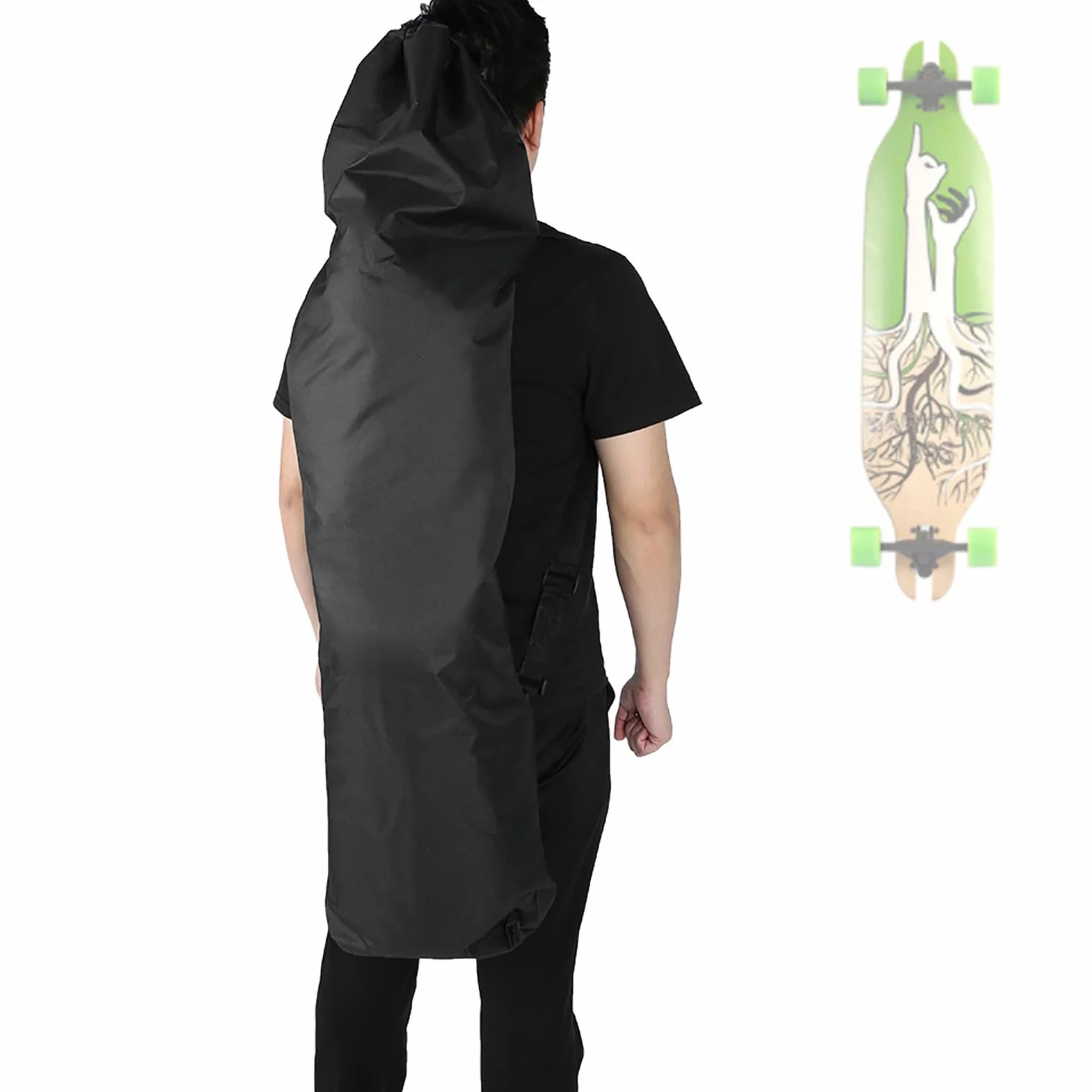 Sac Longboard 120x38cm Imperméable 600D Oxford Tissu Sac Valise Sac à Dos pour Transporter et Protéger Longboards