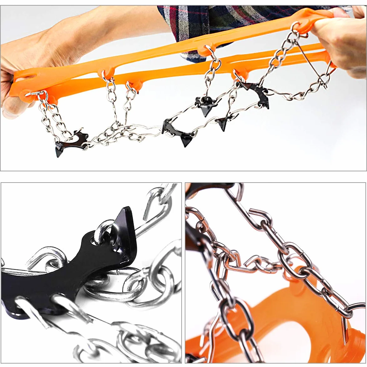 Crampons en Acier Inoxydable et Silicone Anti-Slip pour la Marche Randonnée Alpinisme Hiver