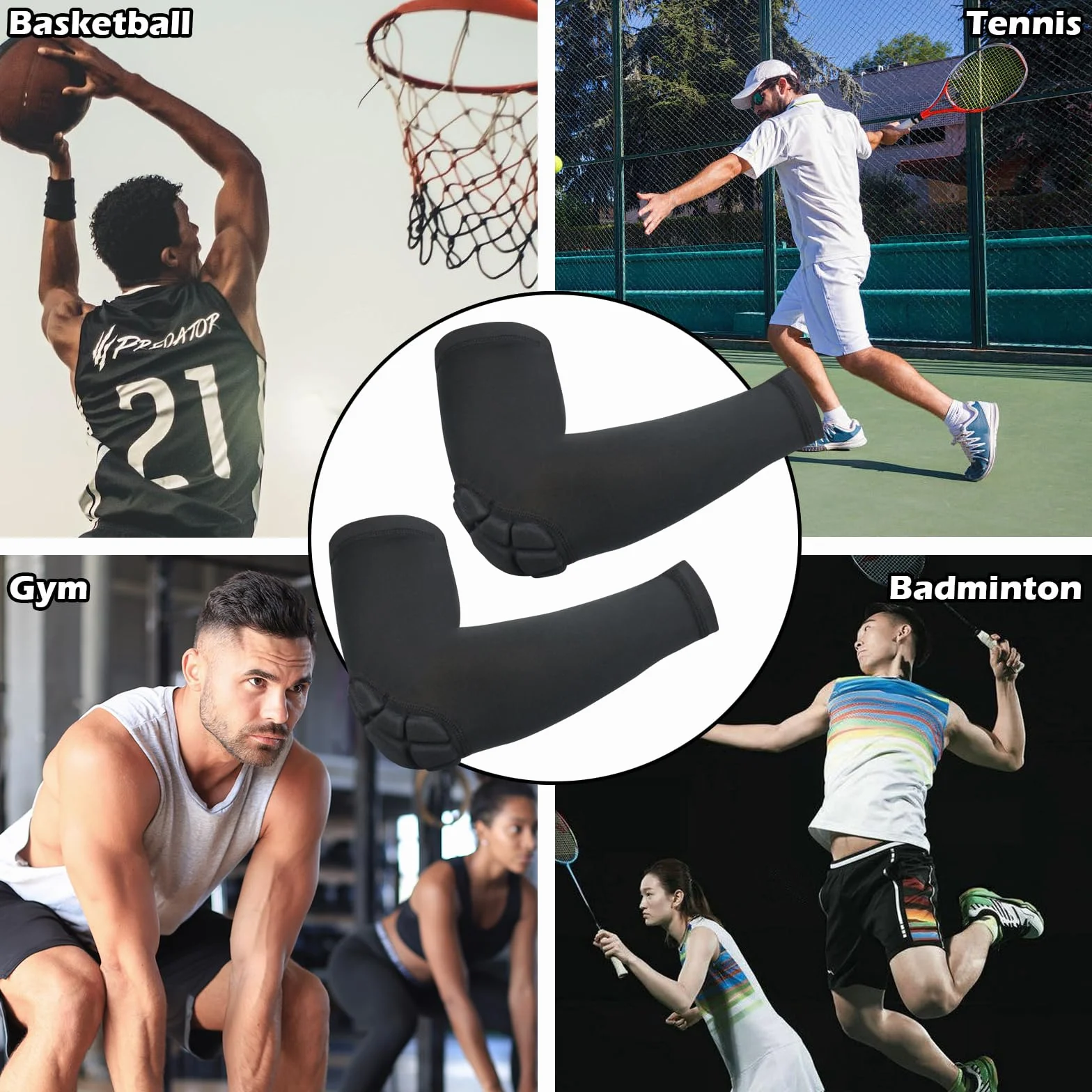 Rembourré Coudiere Volleyball, Manchon de Compression Bras, Protege Coude Musculation Anti-Chocs