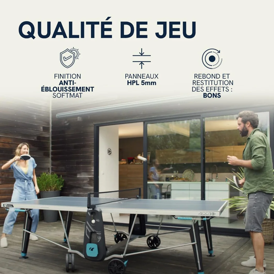 Cornilleau Table de ping-pong d'extérieur 400X Outdoor Agrément FFTT Panneau Gris Bleu 5mm