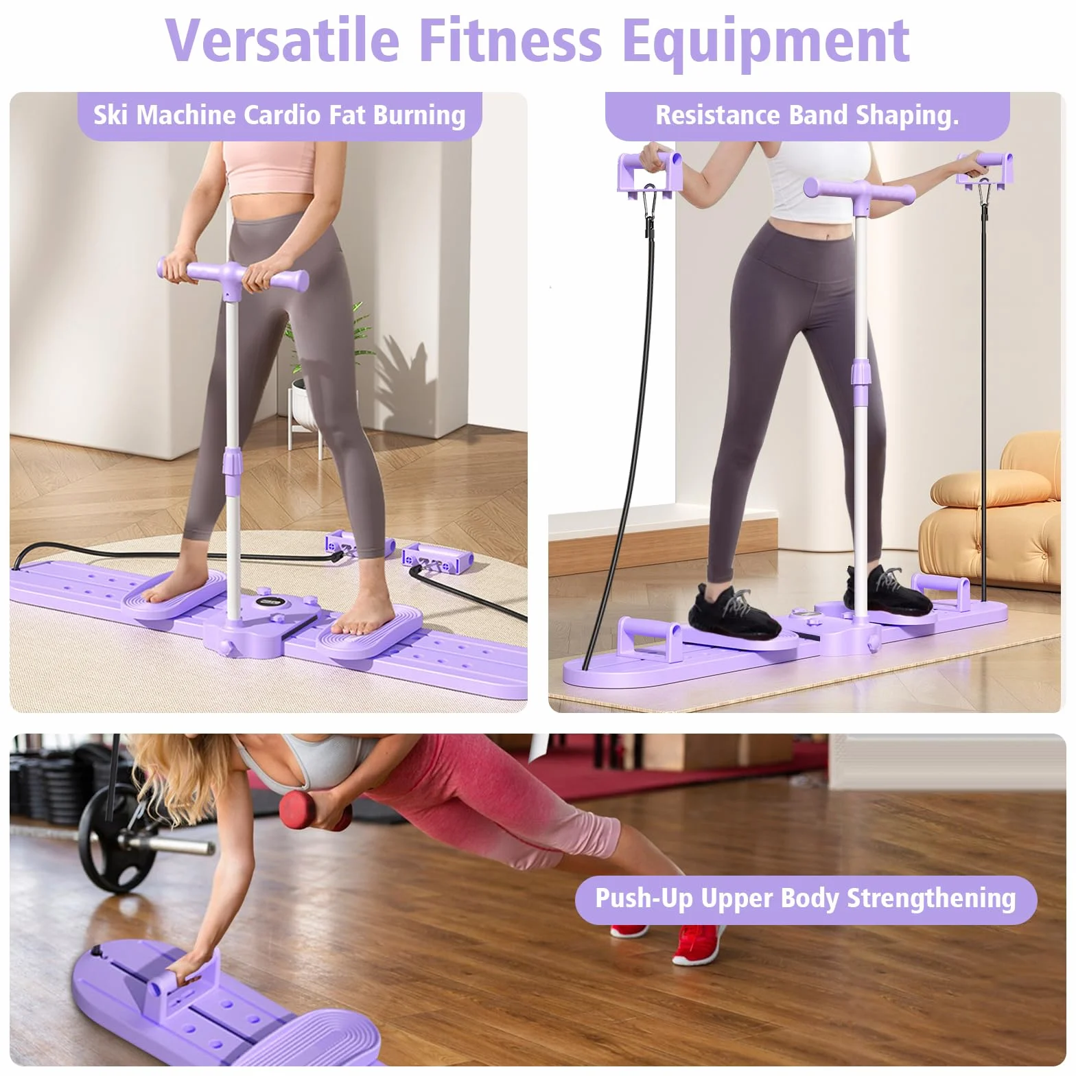 JAOGAUS Reformer Pilates Machine à Ski Pliable, Planche Abdominaux, Machine Sport Maison