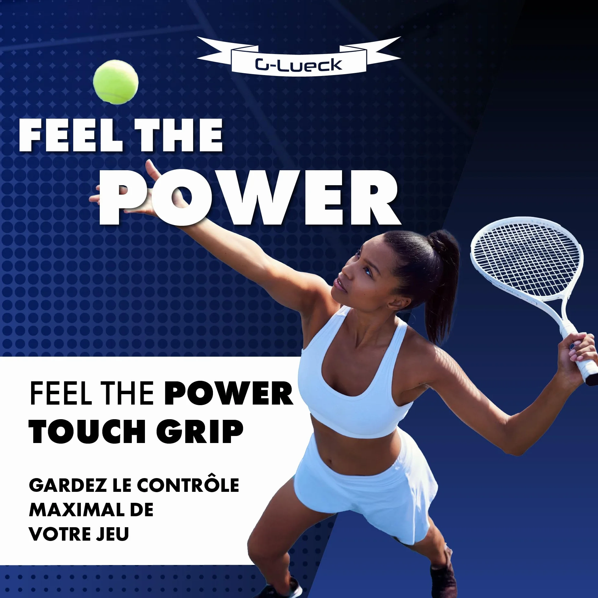 Lot de 3 Surgrip Tennis Power Touch Overgrip 0,60 mm Antidérapant pour Padel, Badminton, Squash