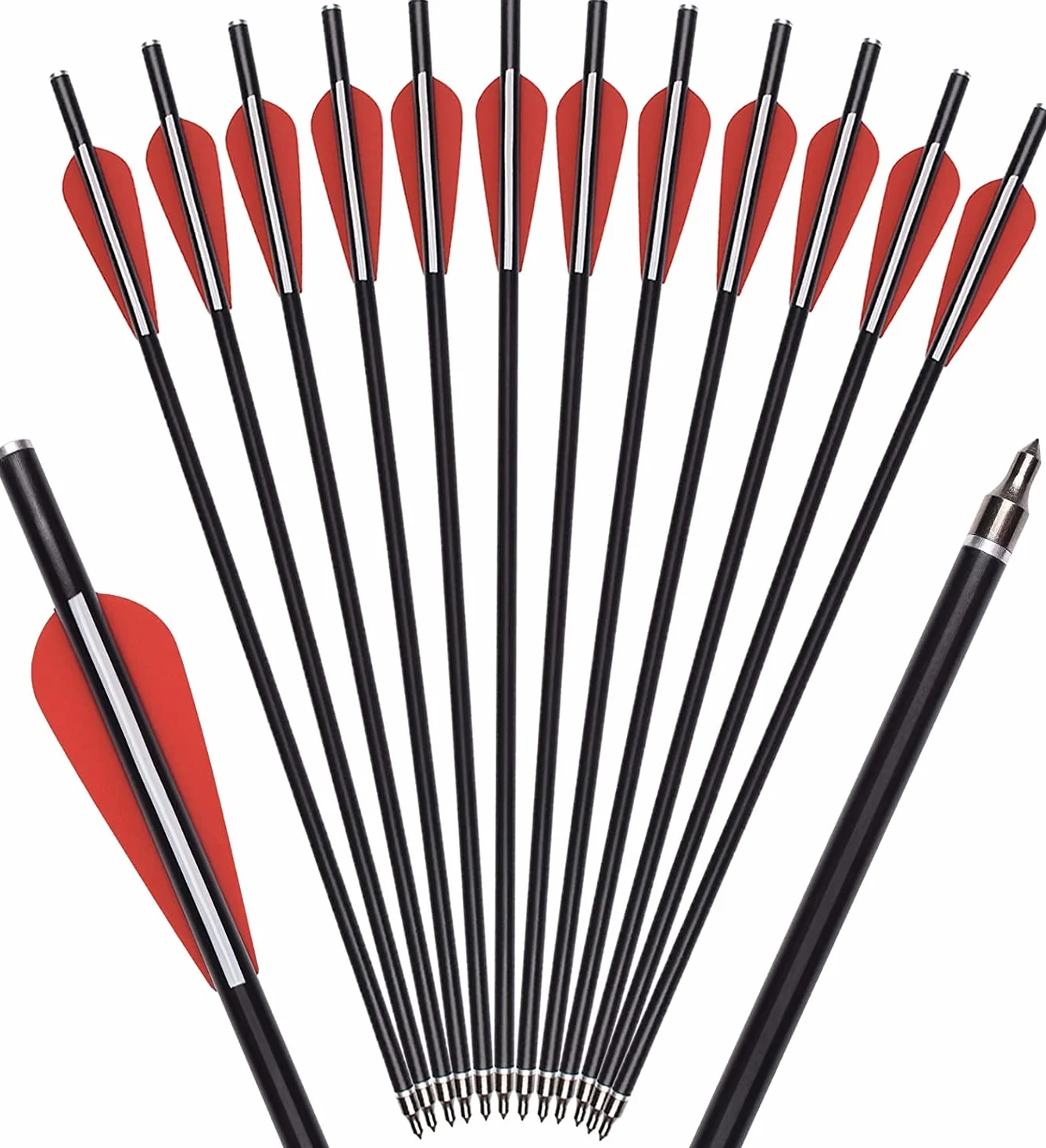 Arbalète boulons flèches Fibre de Verre 12" 14" 16" Chasse tir à l'arc Cible avec 100 Pointes de flèche