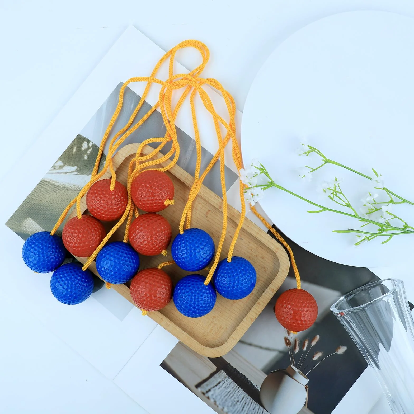 PEUTIER Remplacement de Balle d'Échelle Ladder Ball Toss Jeu Lancer Balle d'Échelle Accessoires Balles Golf (Rouge et Bleu)
