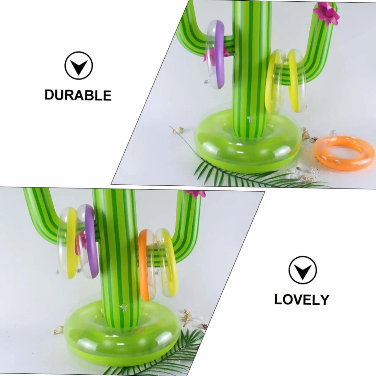 Jeu Anneaux Gonflables Cactus de Plage à Lancer Vert