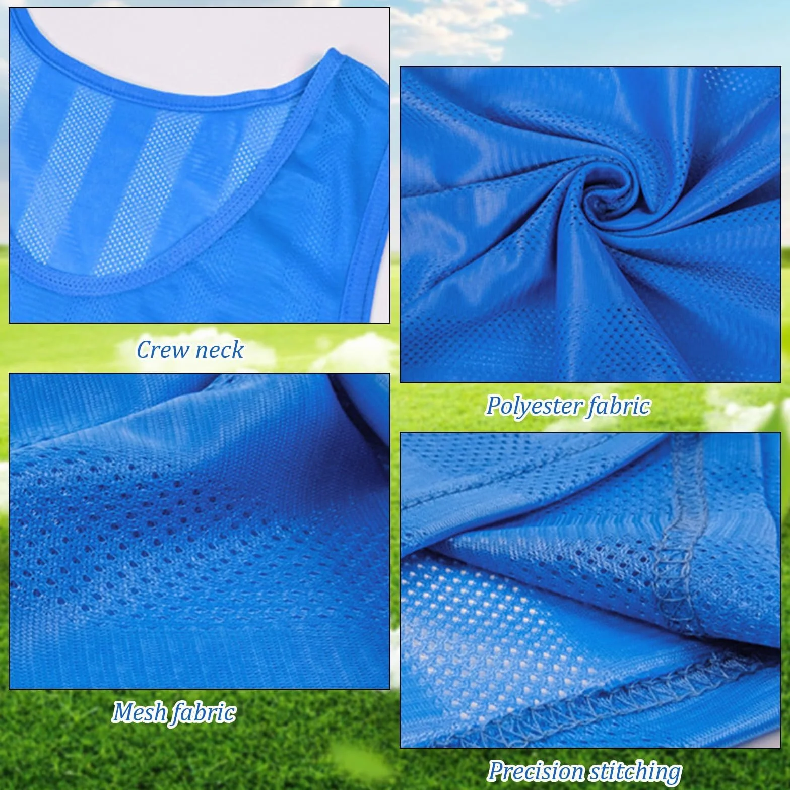 Lot de 24 Gilets d'Entraînement en Maille Respirante Rouge & Bleu pour Football Basketball Rugby