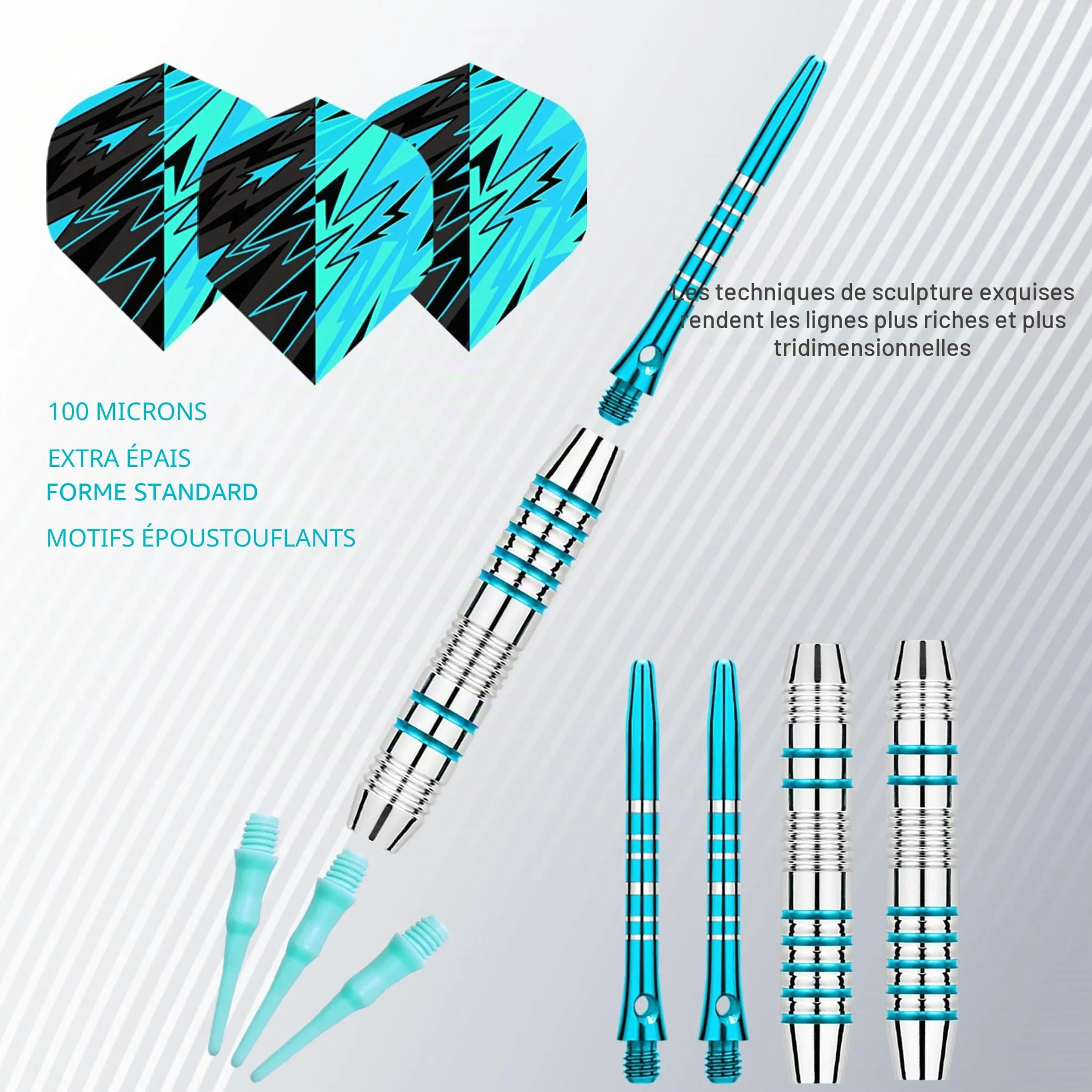 Flechette Pointe Plastique Lot de 3 18 g Professionnelles pour Cible électronique avec 30 Pointes