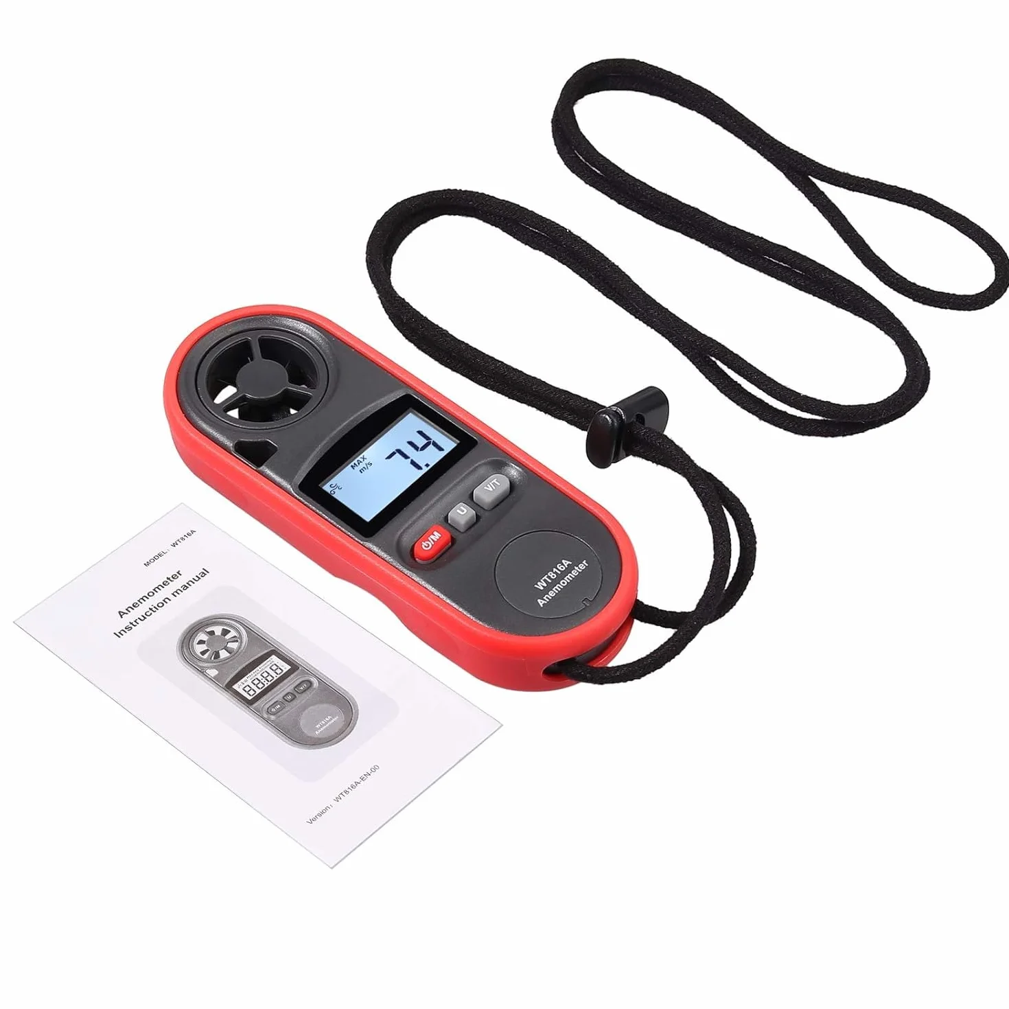 JUSTOOL Anémomètre Numérique Portable 3 Vitesses 6 Unités Écran LCD Étanche pour Sports Plein Air Météo Voile Pêche