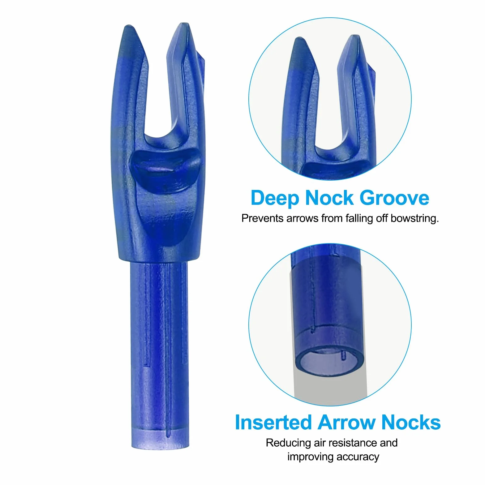 PATIKIL Encoches de Flèche d'Archerie 4,2 mm 50 Pièces Insert Clear Arrow Nock Replacement Bleu
