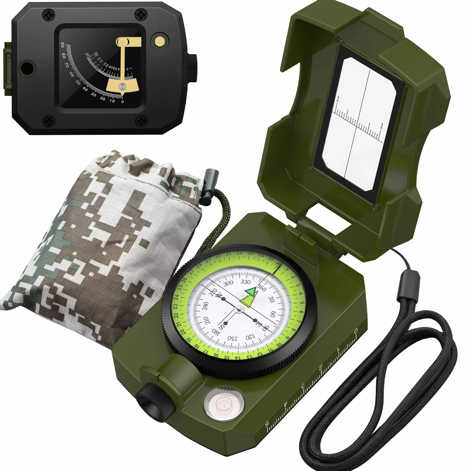 Proster Boussole Militaire Professionnelle avec Clinomètre en Métal Imperméable pour Camping, Hiking, Géologie
