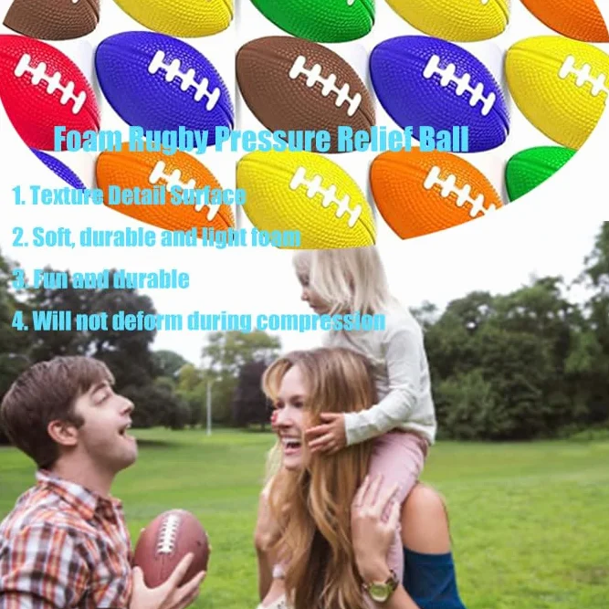 48 Pièces Mini Ballon de Football américain en Mousse 5.5cm Balles Anti-Stress Rugby 6 Couleurs