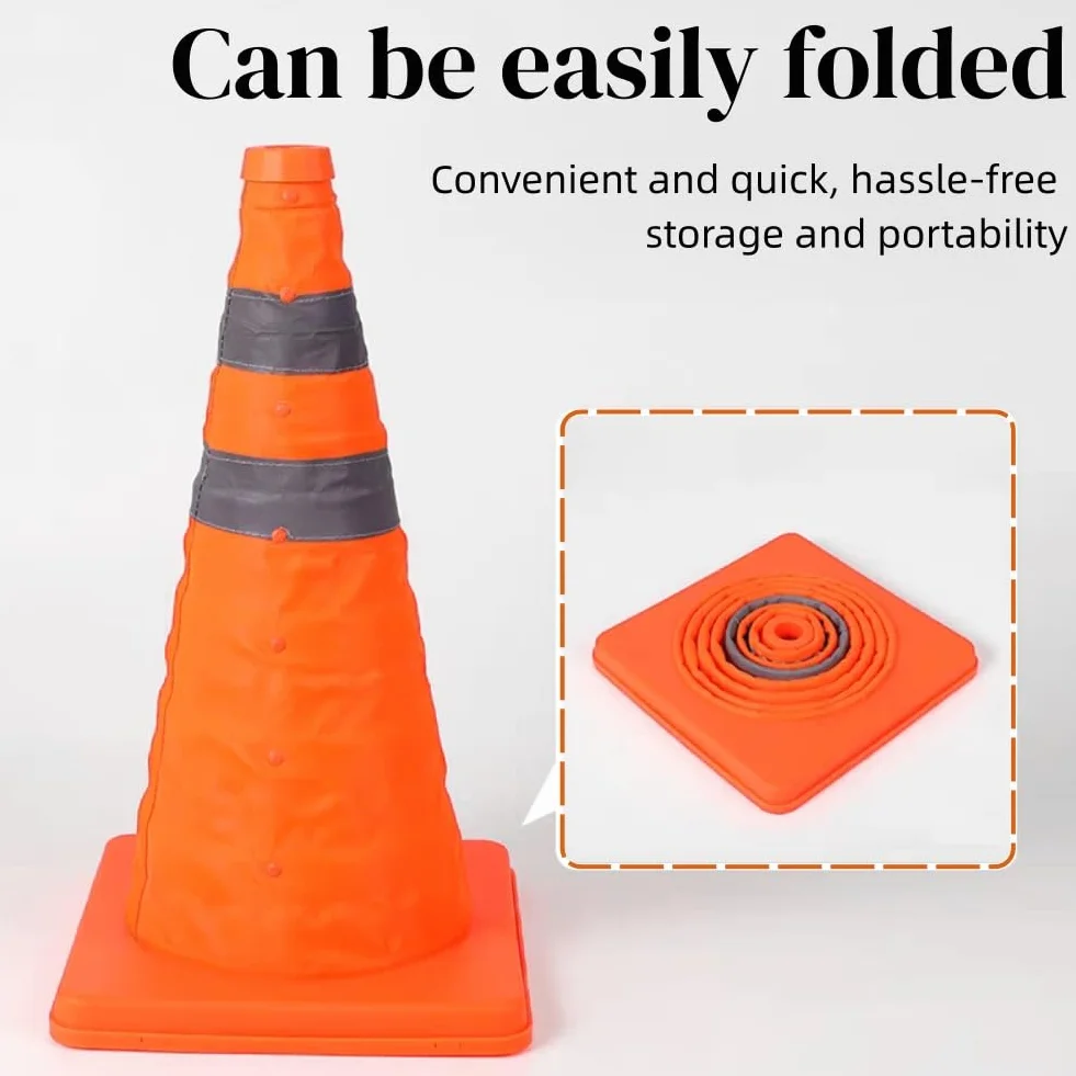 Cônes de Signalisation Pliables 45cm avec Bandes Réfléchissantes 2pcs