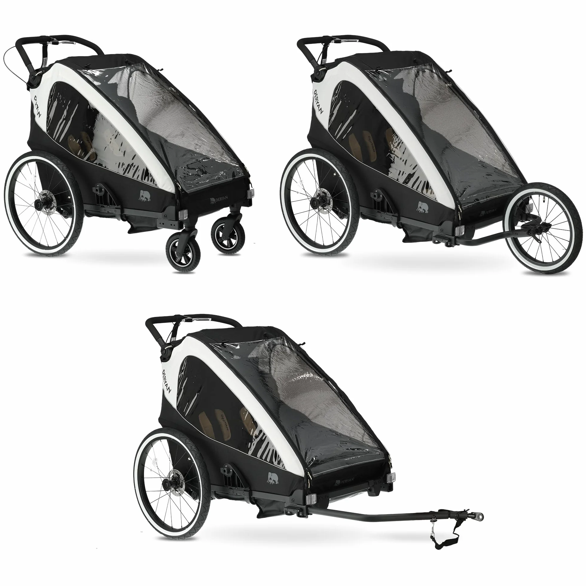Deryan Remorque Vélo 2 Enfants 3en1 Poussette Duo
